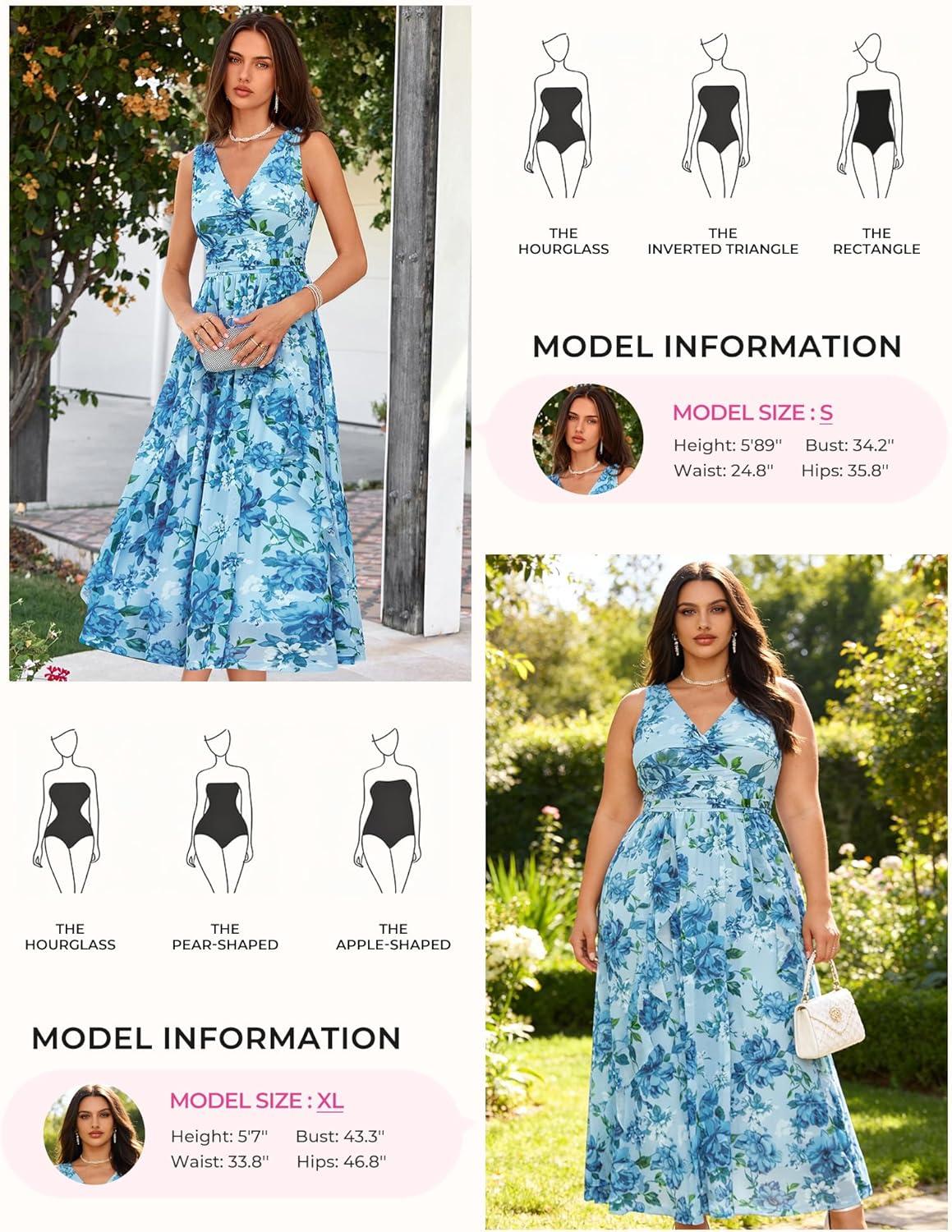 imageGRACE KARIN Womens Summer Sleeveless Maxi Dress V Neck Floral Wedding Guest Dress A Line Ruffle Beach Vacation ClothesBlue Floral
