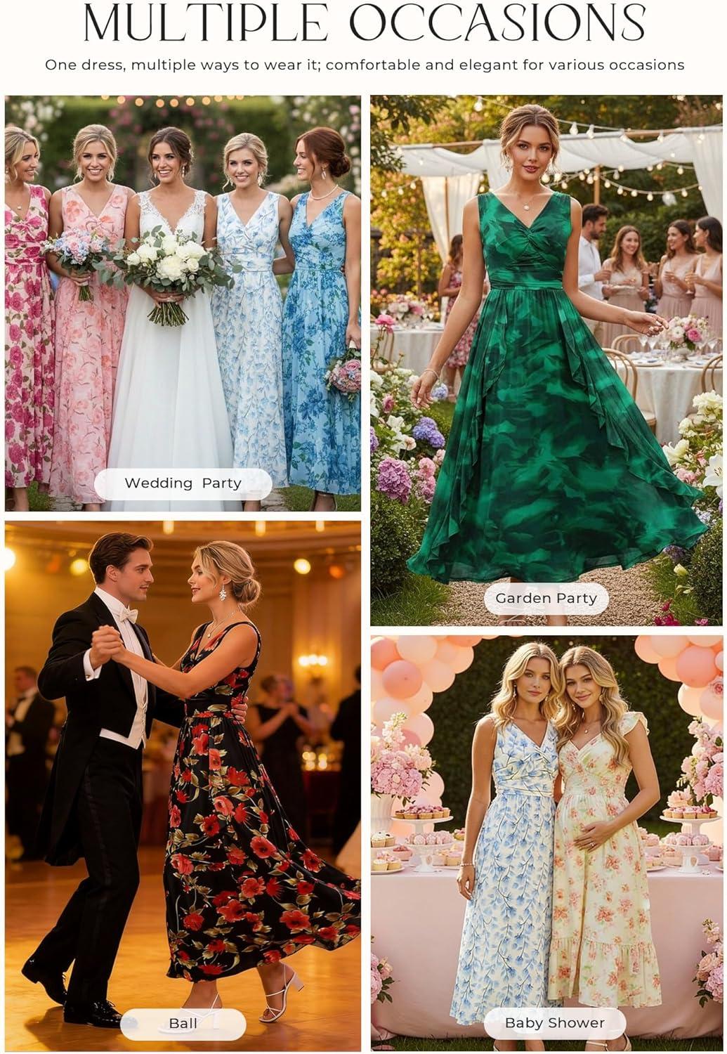 imageGRACE KARIN Womens Summer Sleeveless Maxi Dress V Neck Floral Wedding Guest Dress A Line Ruffle Beach Vacation ClothesGreen Floral