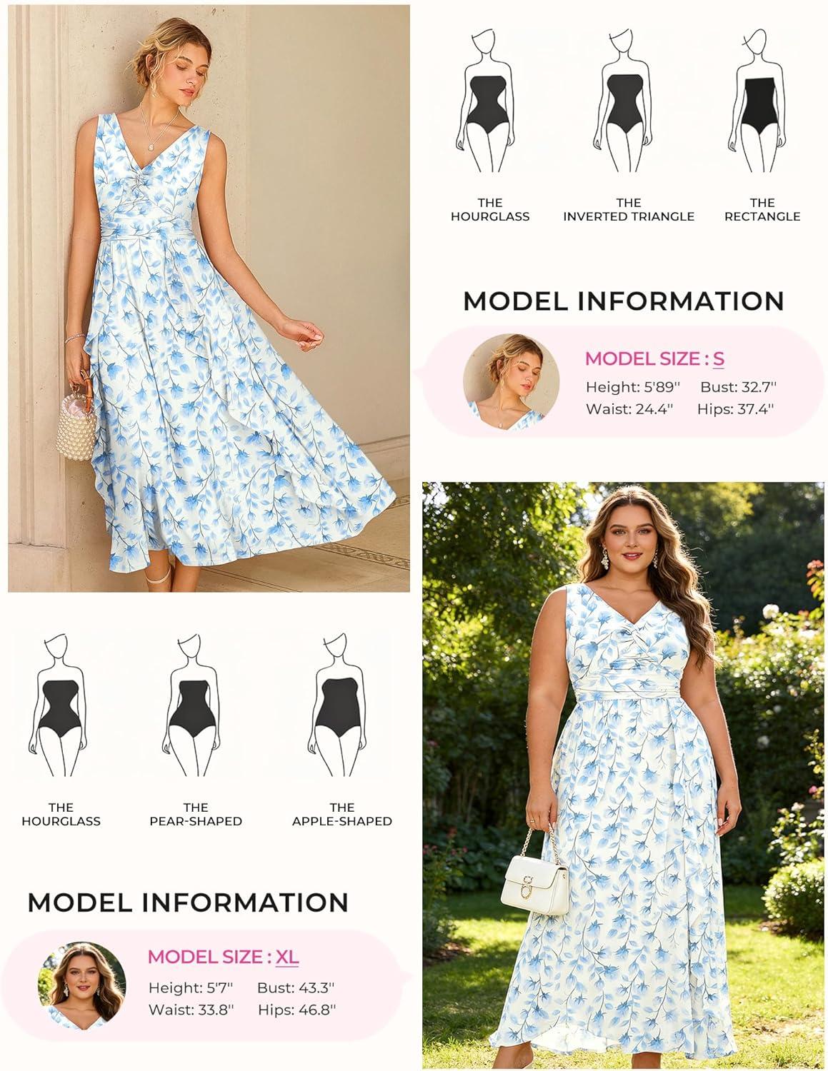 imageGRACE KARIN Womens Summer Sleeveless Maxi Dress V Neck Floral Wedding Guest Dress A Line Ruffle Beach Vacation ClothesWhite Blue