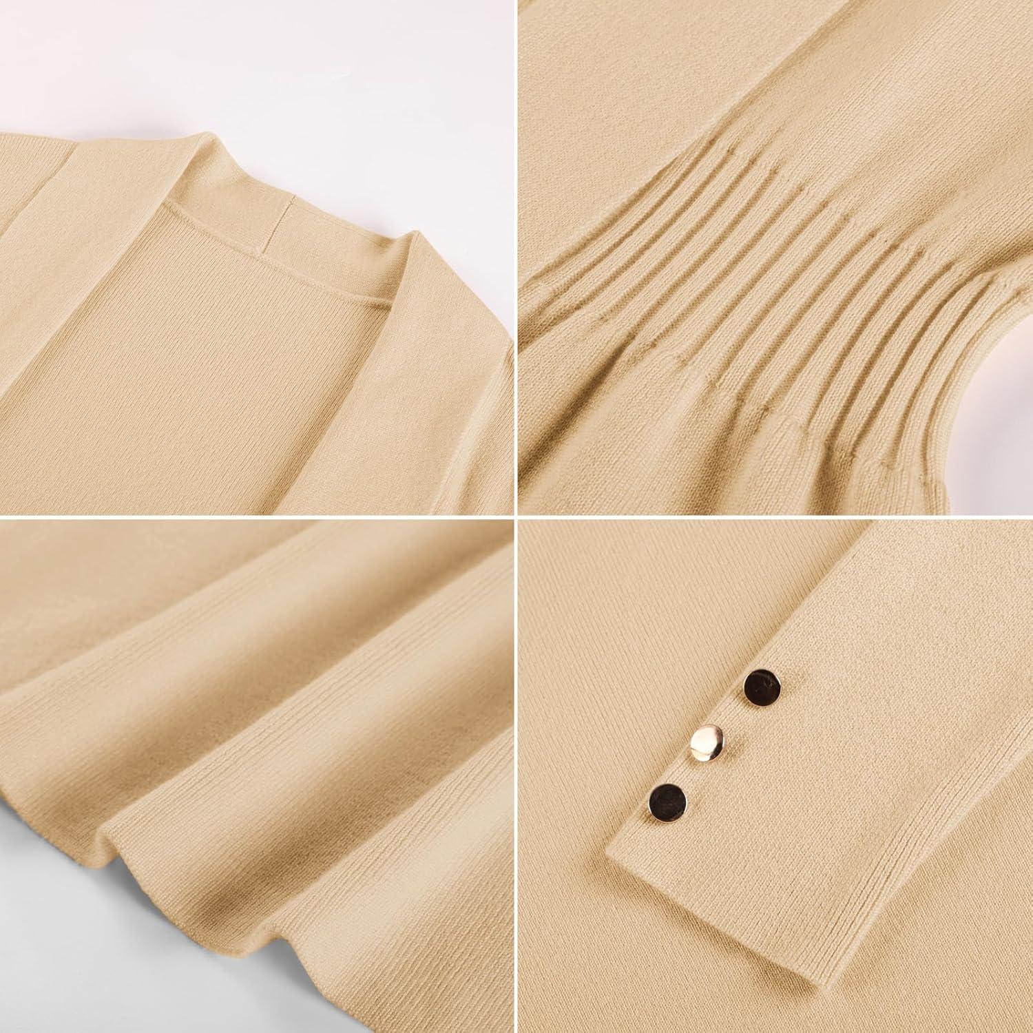 imageGRACE KARIN Cardigan for Women Trendy Lightweight Knit Sweaters Open Front Peplum Tops 2026 Spring OutfitsApricot