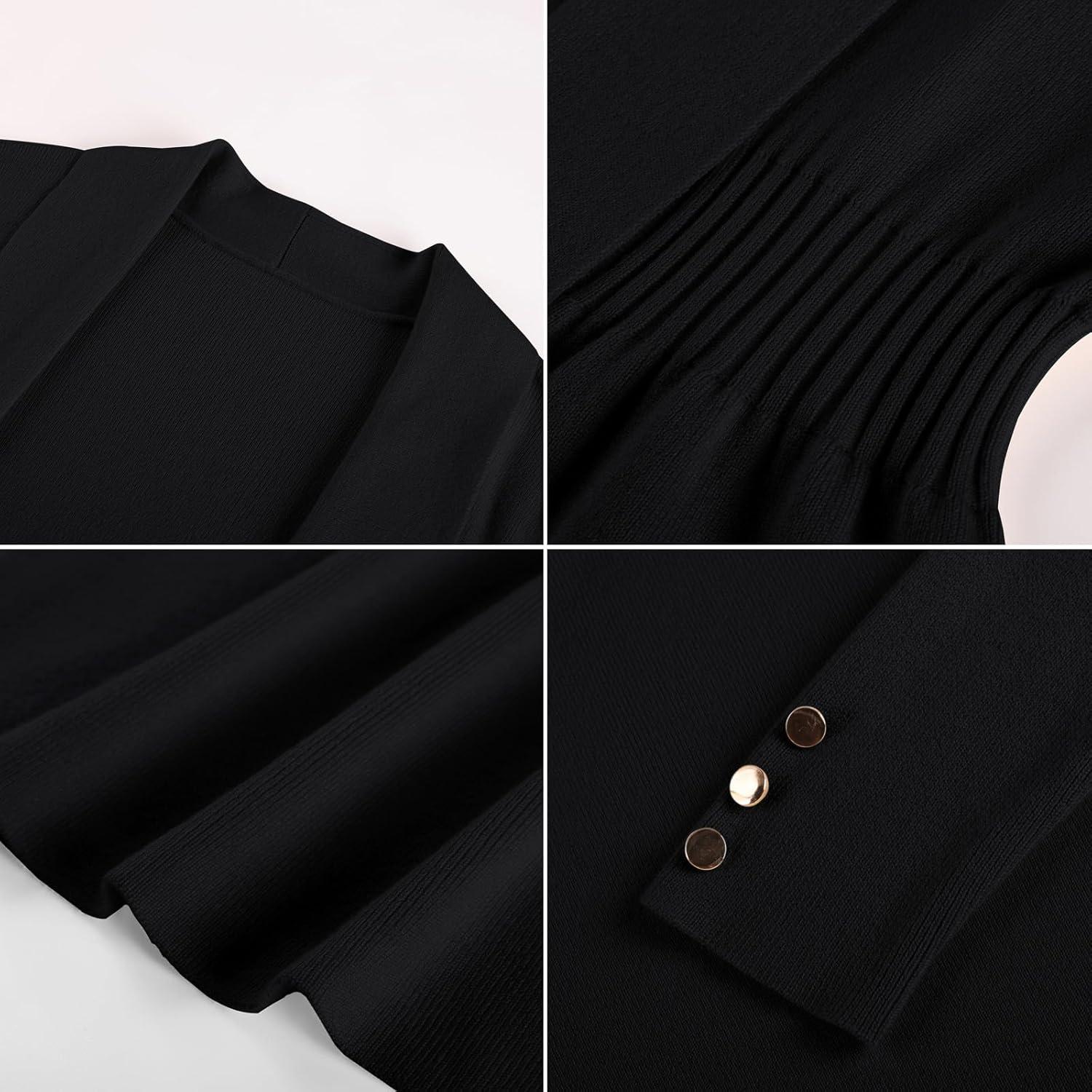imageGRACE KARIN Cardigan for Women Trendy Lightweight Knit Sweaters Open Front Peplum Tops 2026 Spring OutfitsBlack