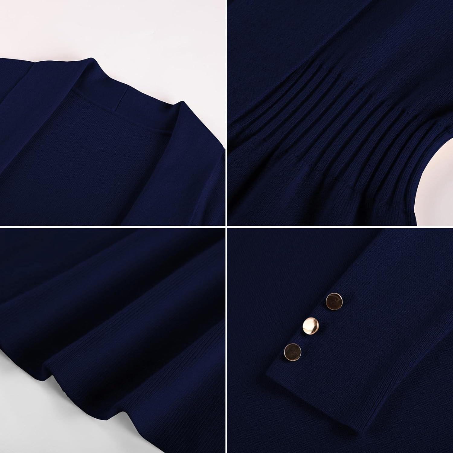 imageGRACE KARIN Cardigan for Women Trendy Lightweight Knit Sweaters Open Front Peplum Tops 2026 Spring OutfitsNavy Blue