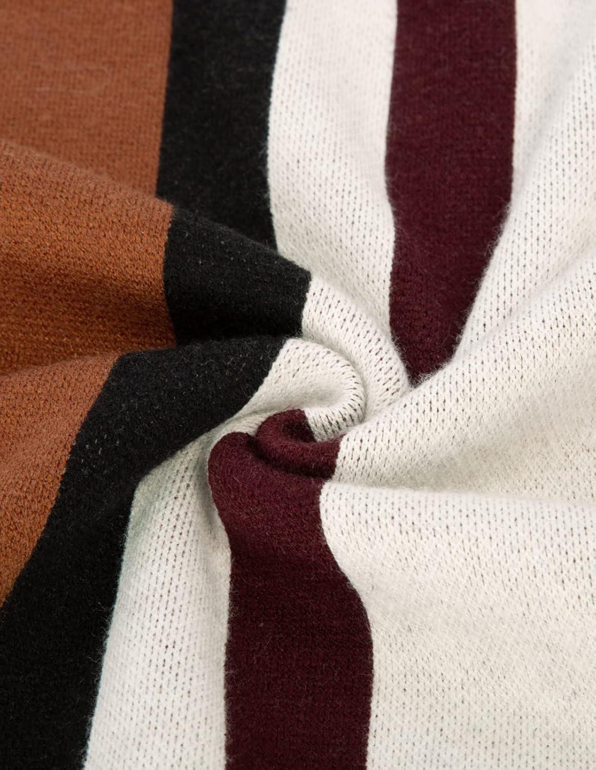 imageGRACE KARIN Mens Sweater Turtleneck Striped Pullover Fashion Christmas SweaterBlacka