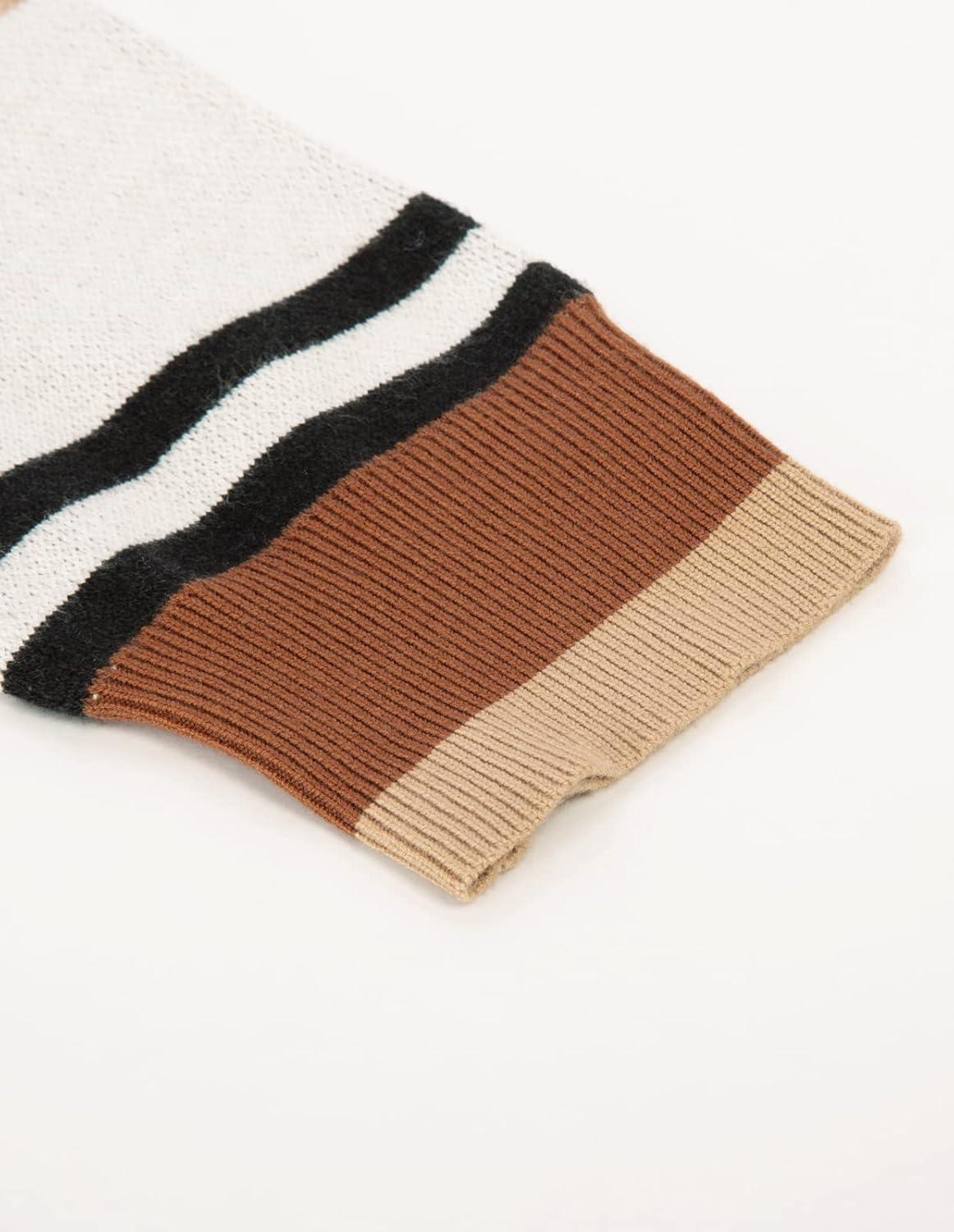 imageGRACE KARIN Mens Sweater Turtleneck Striped Pullover Fashion Christmas SweaterBlacka