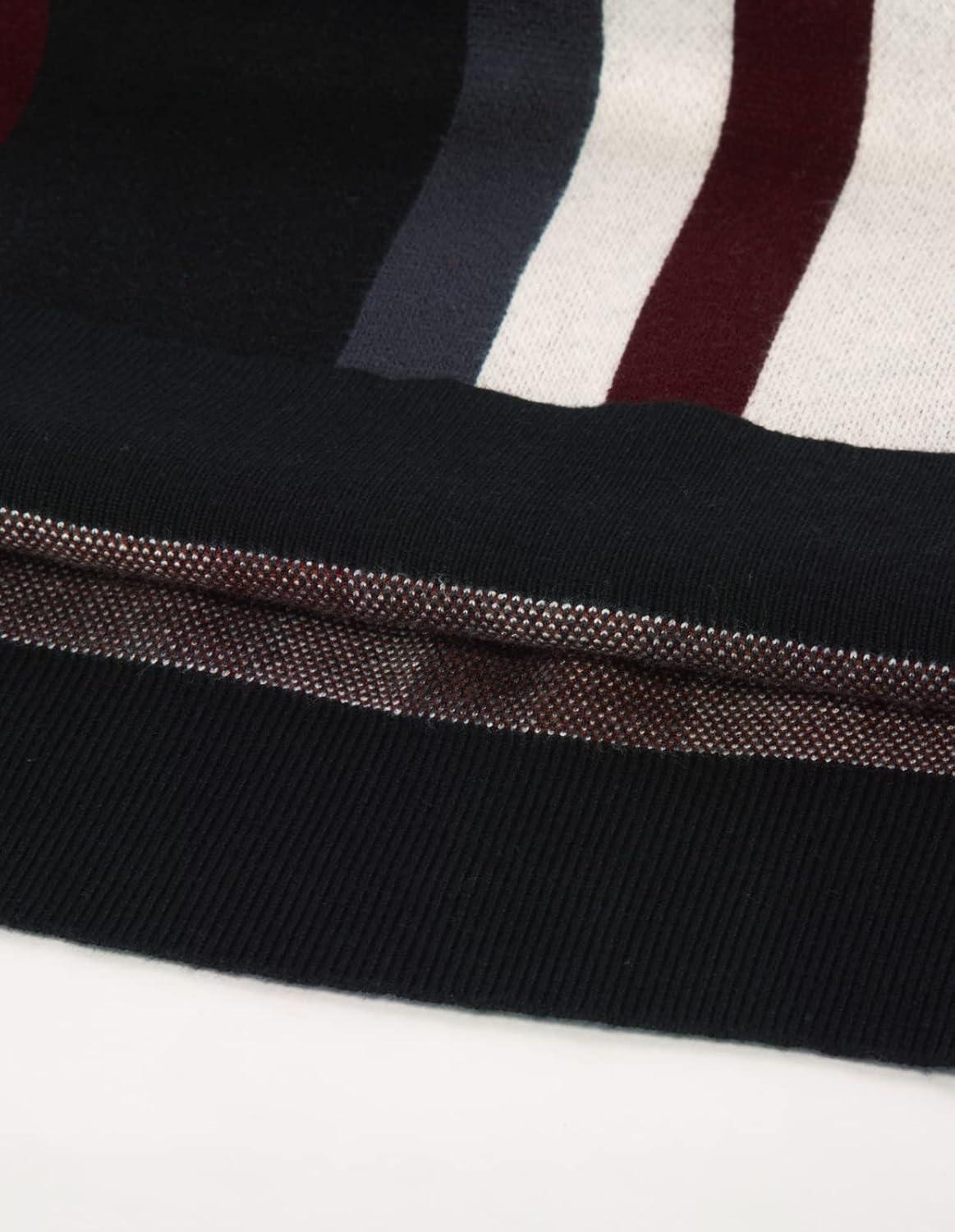 imageGRACE KARIN Mens Sweater Turtleneck Striped Pullover Fashion Christmas SweaterCoffee