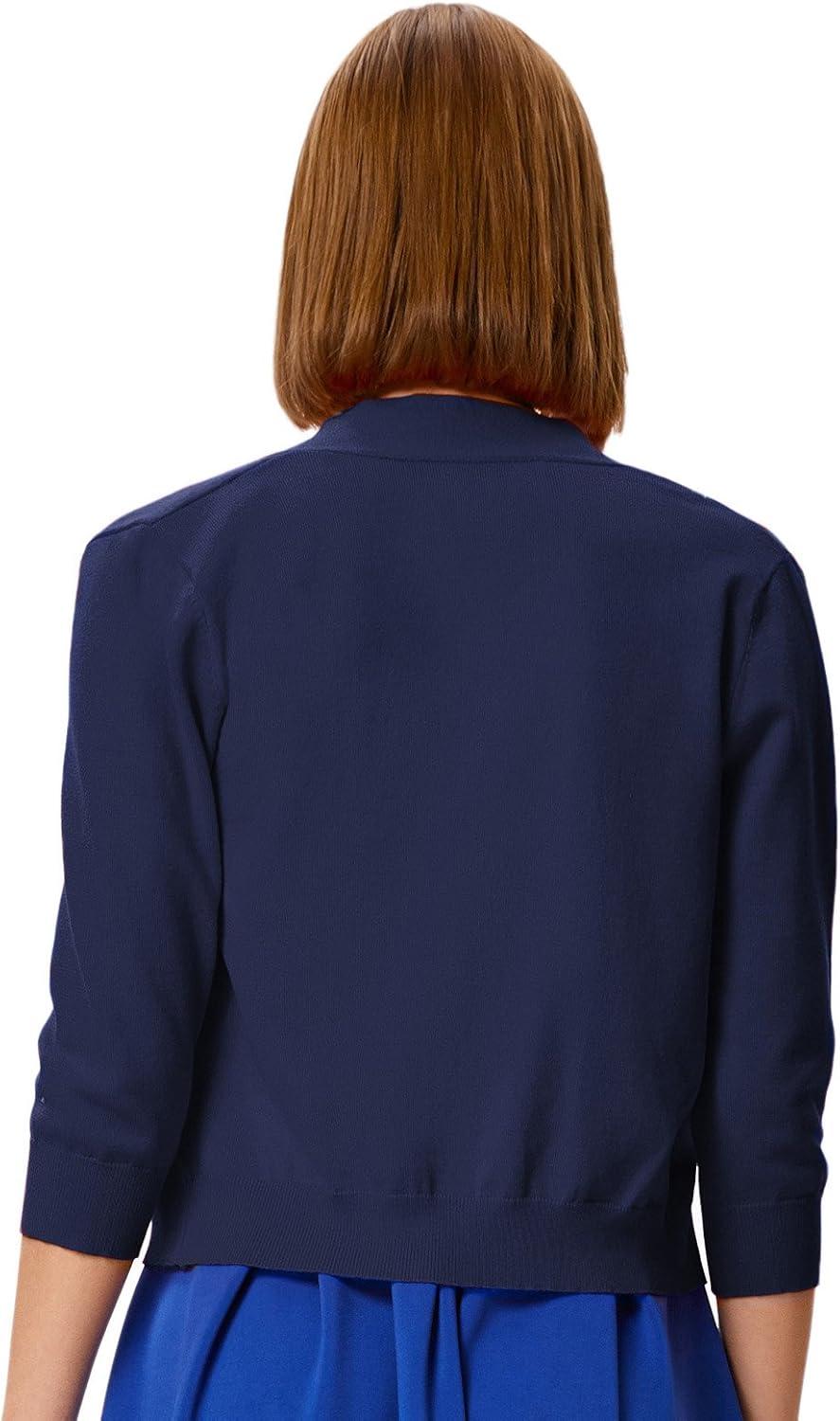 imageGRACE KARIN Women Cardigan Sweaters Lightweight Knit Cropped Cardigans Trendy 34 Sleeve Shrug Bolero S3XL11navy