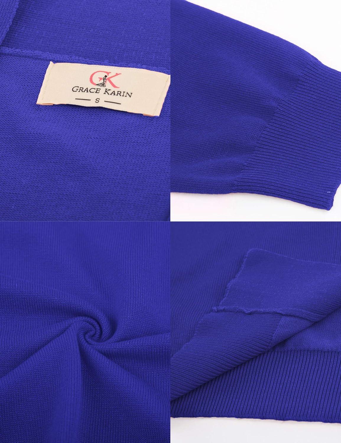 imageGRACE KARIN Women Cardigan Sweaters Lightweight Knit Cropped Cardigans Trendy 34 Sleeve Shrug Bolero S3XLRoyal Blue