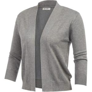 GRACE KARIN Women Cardigan Sweaters Lightweight Knit Cropped Cardigans Trendy 3/4 Sleeve Shrug Bolero S-3XL(Flower Grey)