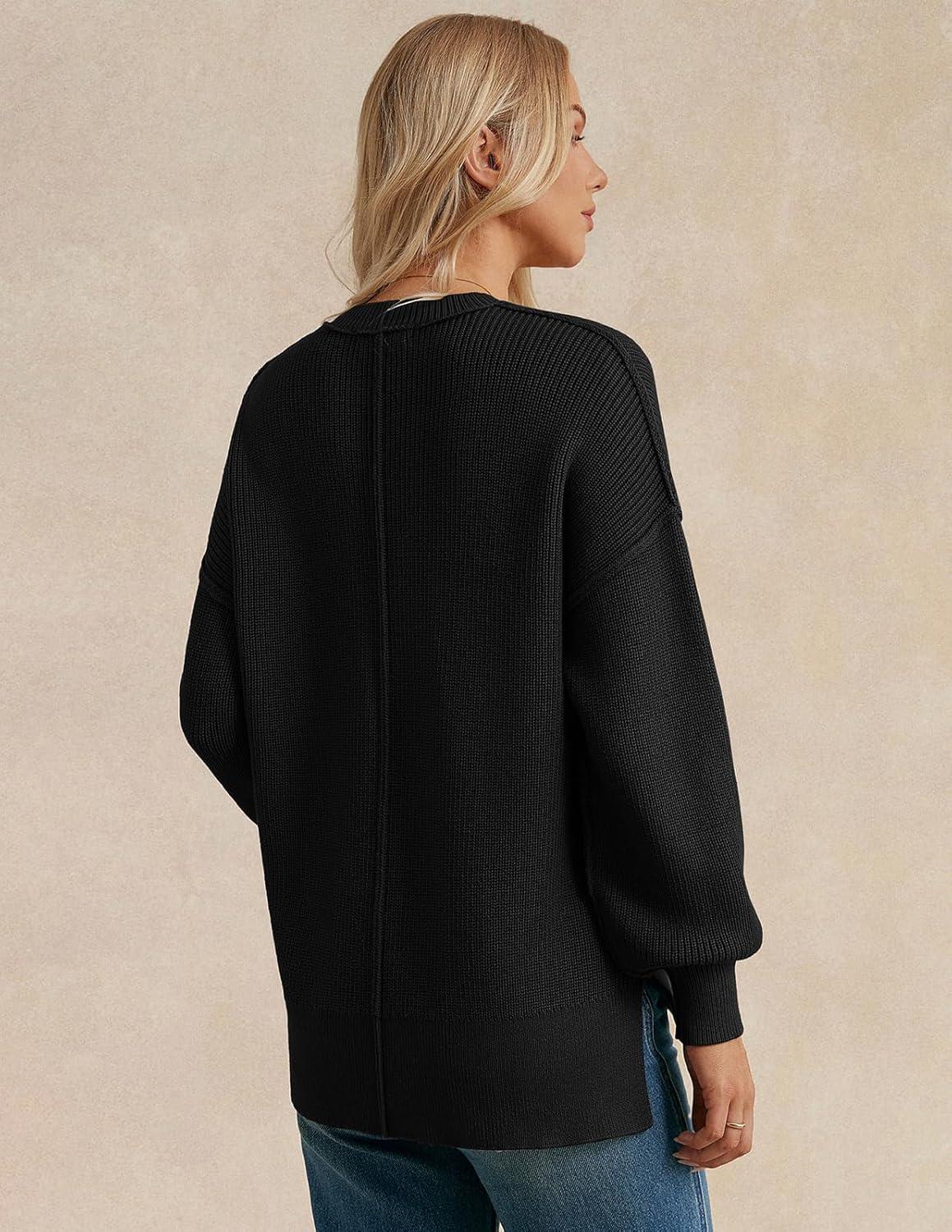 imageGRACE KARIN Fall Oversized Sweaters for Women Crewneck Knit Pullover 2025 Fashion Outfits TrendyBlack