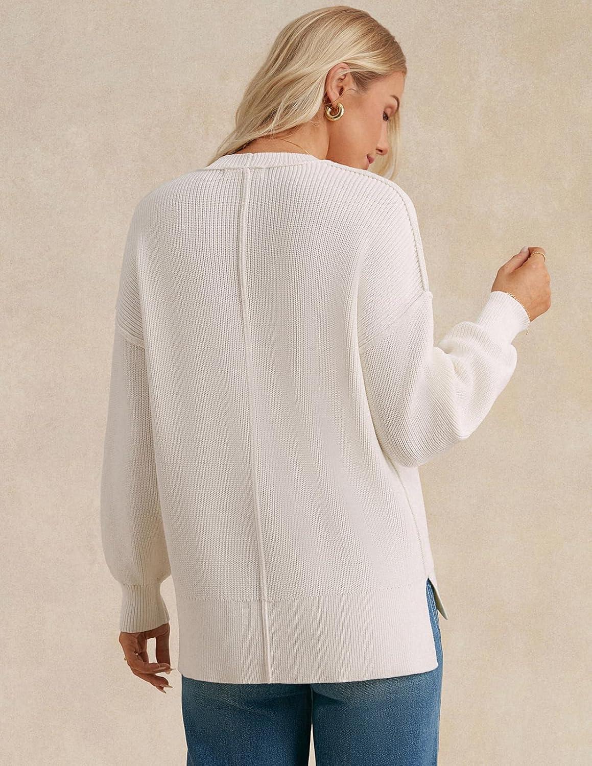 imageGRACE KARIN Fall Oversized Sweaters for Women Crewneck Knit Pullover 2025 Fashion Outfits TrendyWhite