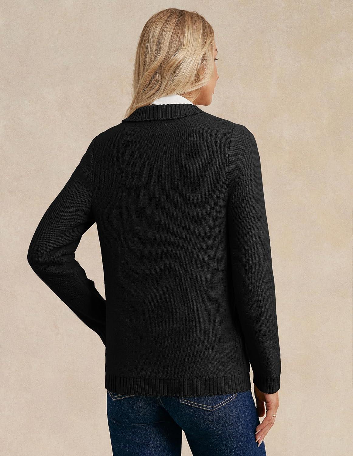 imageGRACE KARIN Womens Long Sleeve Cable Knit Cardigan Sweater Button Up Warm Chunky Cardigan Fall Winter Fashion ClothesBlack