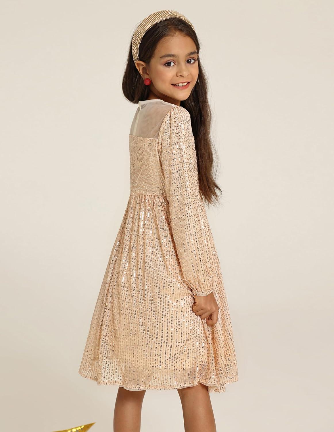imageGRACE KARIN Girl Sequin Party Dress Formal Birthday Pageant Fancy Prom Mesh Dresses for Teen Girl 614YearsChampagne Gold