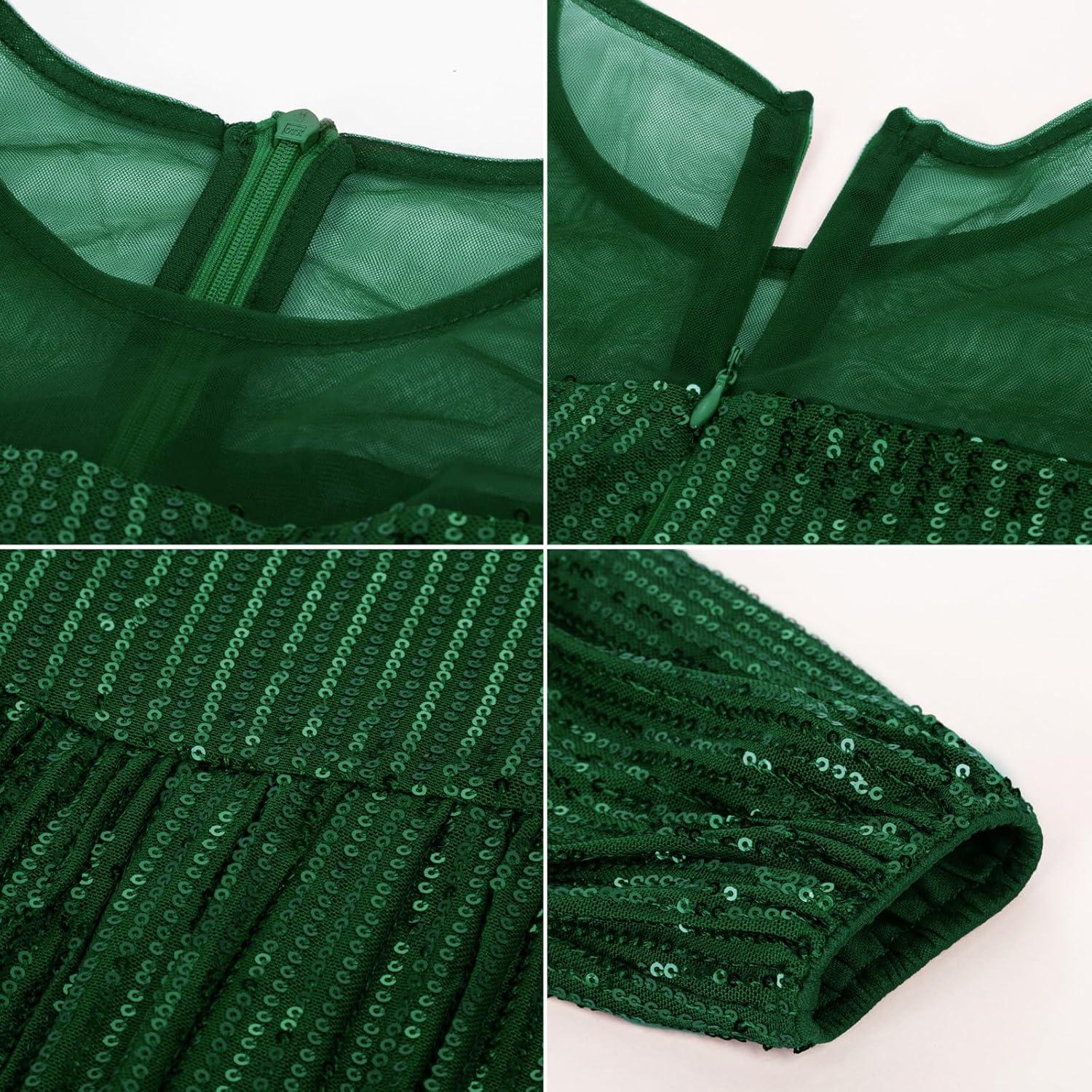 imageGRACE KARIN Girl Sequin Party Dress Formal Birthday Pageant Fancy Prom Mesh Dresses for Teen Girl 614YearsGreen