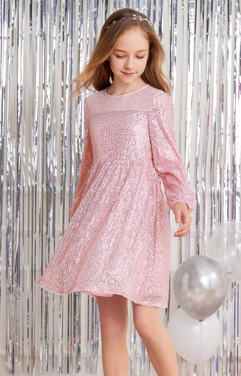 imageGRACE KARIN Girl Sequin Party Dress Formal Birthday Pageant Fancy Prom Mesh Dresses for Teen Girl 614YearsLight Pink