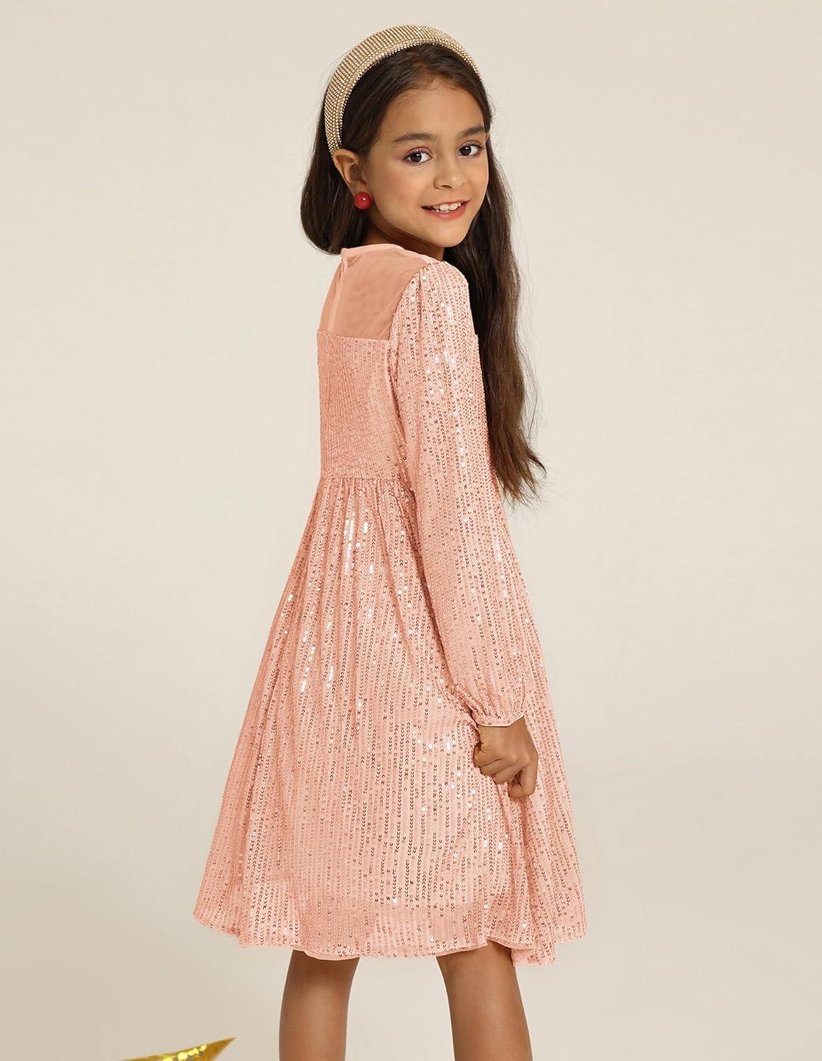 imageGRACE KARIN Girl Sequin Party Dress Formal Birthday Pageant Fancy Prom Mesh Dresses for Teen Girl 614YearsRose Gold