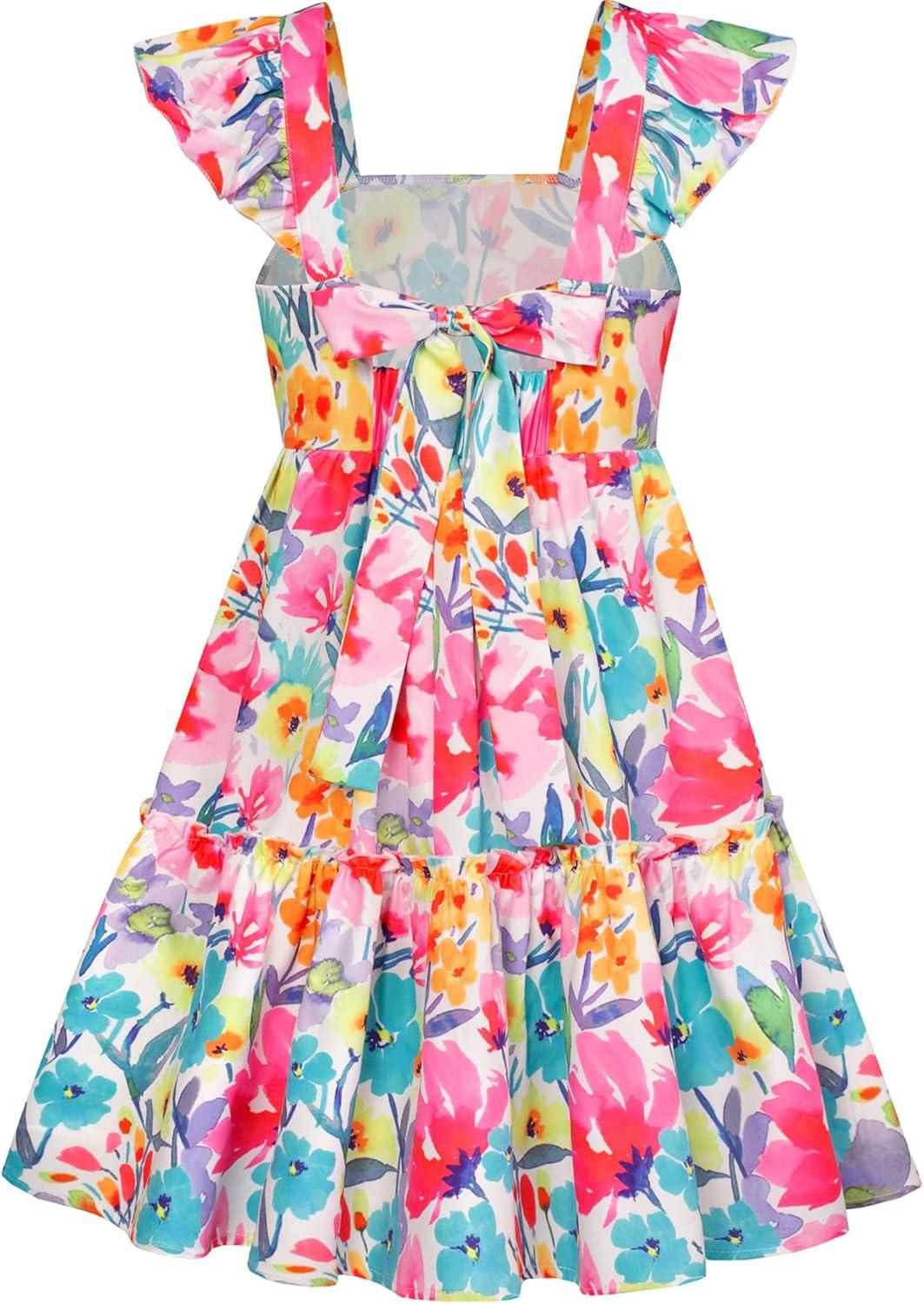 imageGRACE KARIN Girls Floral Dress Tie Back Flutter Sleeves Casual Summer Dress for 512YColorful Flower