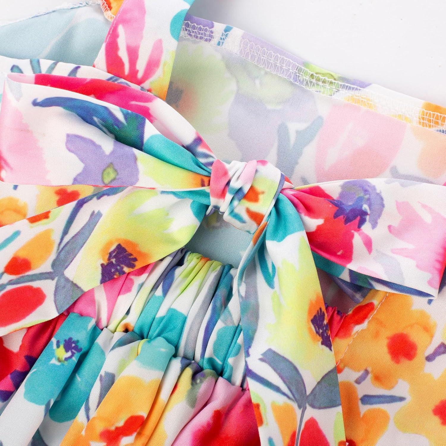 imageGRACE KARIN Girls Floral Dress Tie Back Flutter Sleeves Casual Summer Dress for 512YColorful Flower