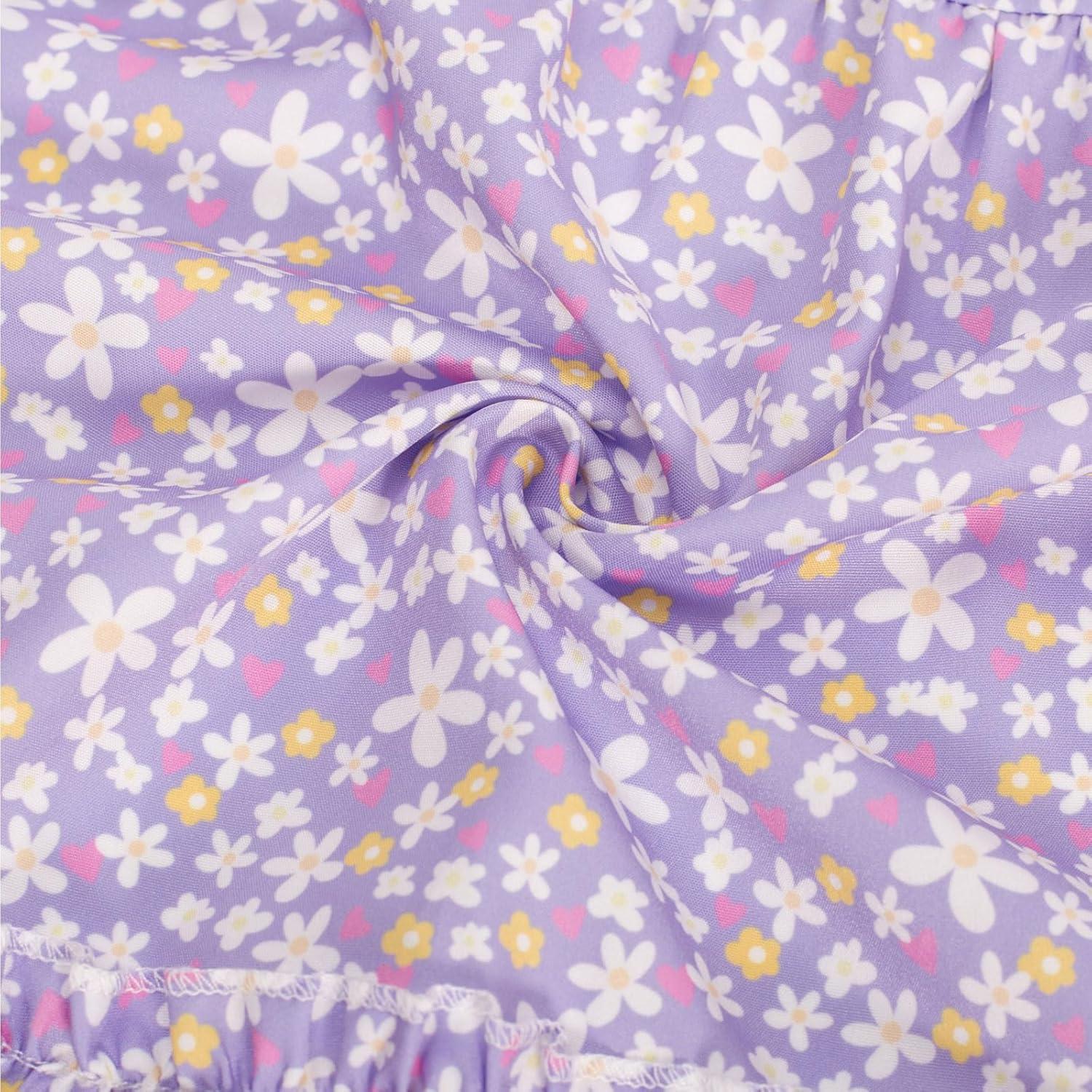 imageGRACE KARIN Girls Floral Dress Tie Back Flutter Sleeves Casual Summer Dress for 512YDark Purple Floral