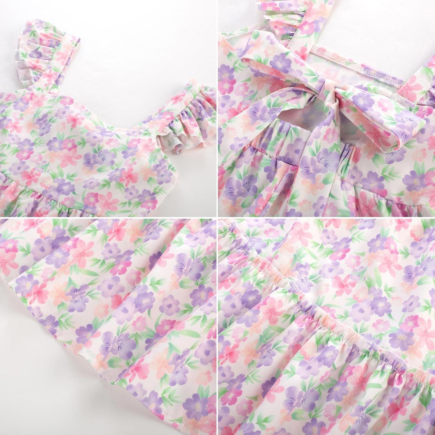 imageGRACE KARIN Girls Floral Dress Tie Back Flutter Sleeves Casual Summer Dress for 512YFlowers