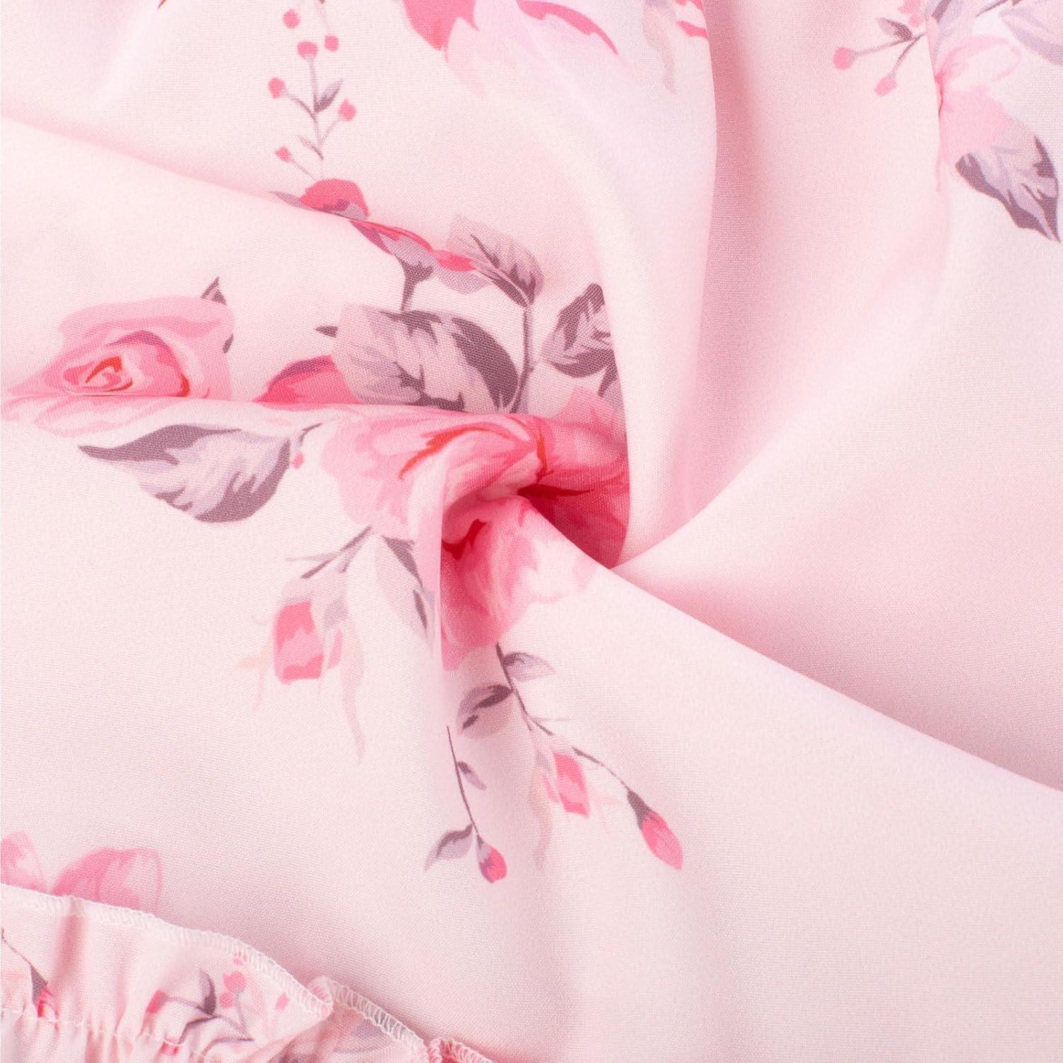 imageGRACE KARIN Girls Floral Dress Tie Back Flutter Sleeves Casual Summer Dress for 512YLight Pink Flower