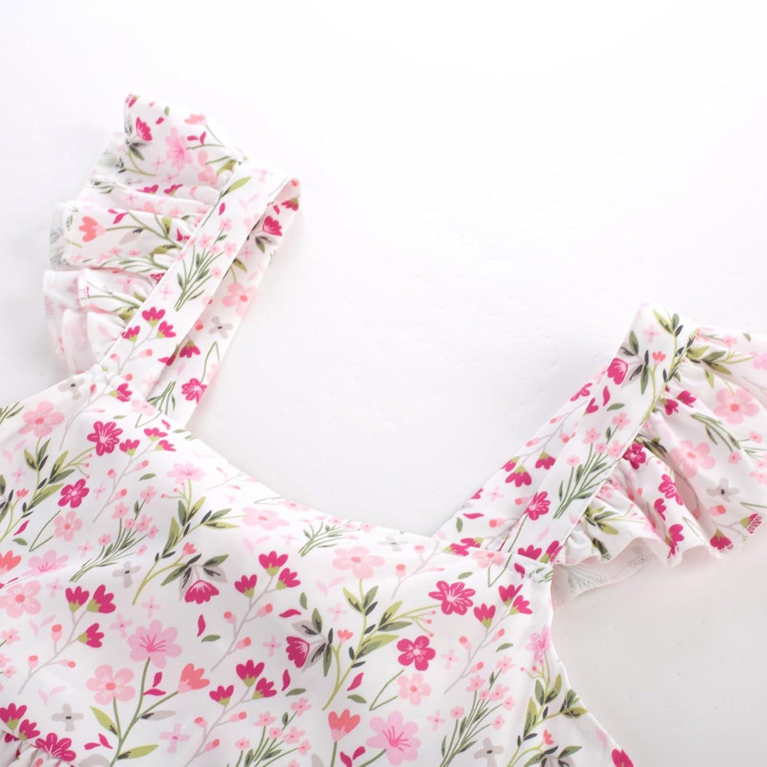 imageGRACE KARIN Girls Floral Dress Tie Back Flutter Sleeves Casual Summer Dress for 512YPink Flowers