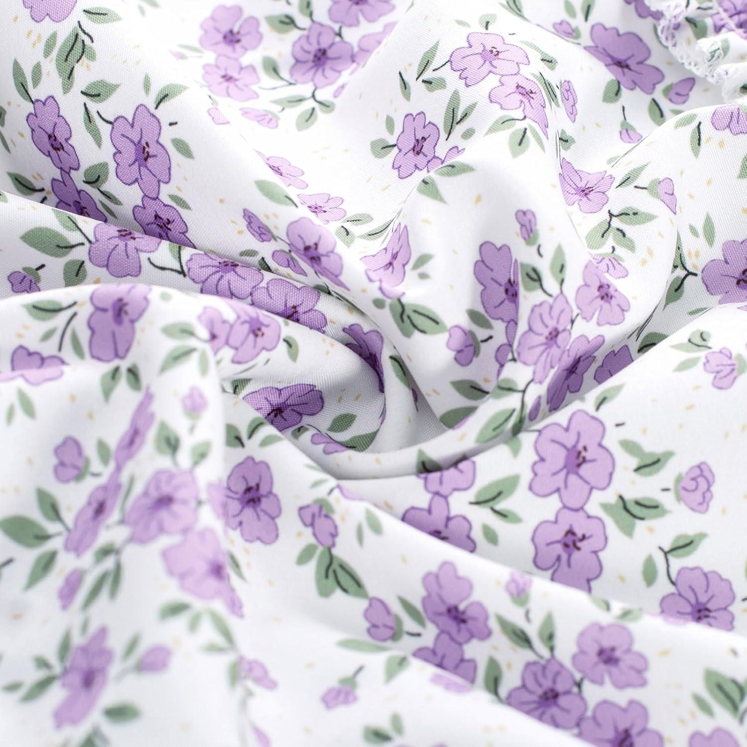 imageGRACE KARIN Girls Floral Dress Tie Back Flutter Sleeves Casual Summer Dress for 512YPurple Floral