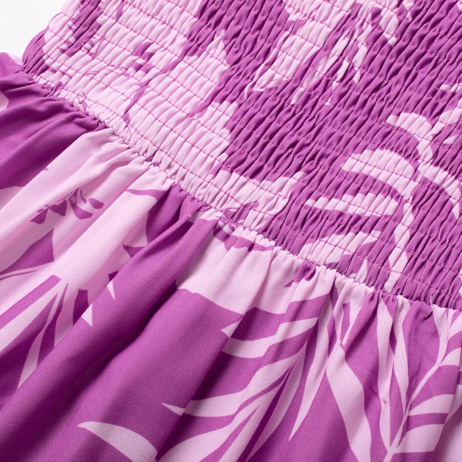 imageGRACE KARIN Girls Floral Maxi Dress Square Neck Wide Straps Smocked Summer Spring Flowy Dress 514YPurple Floral