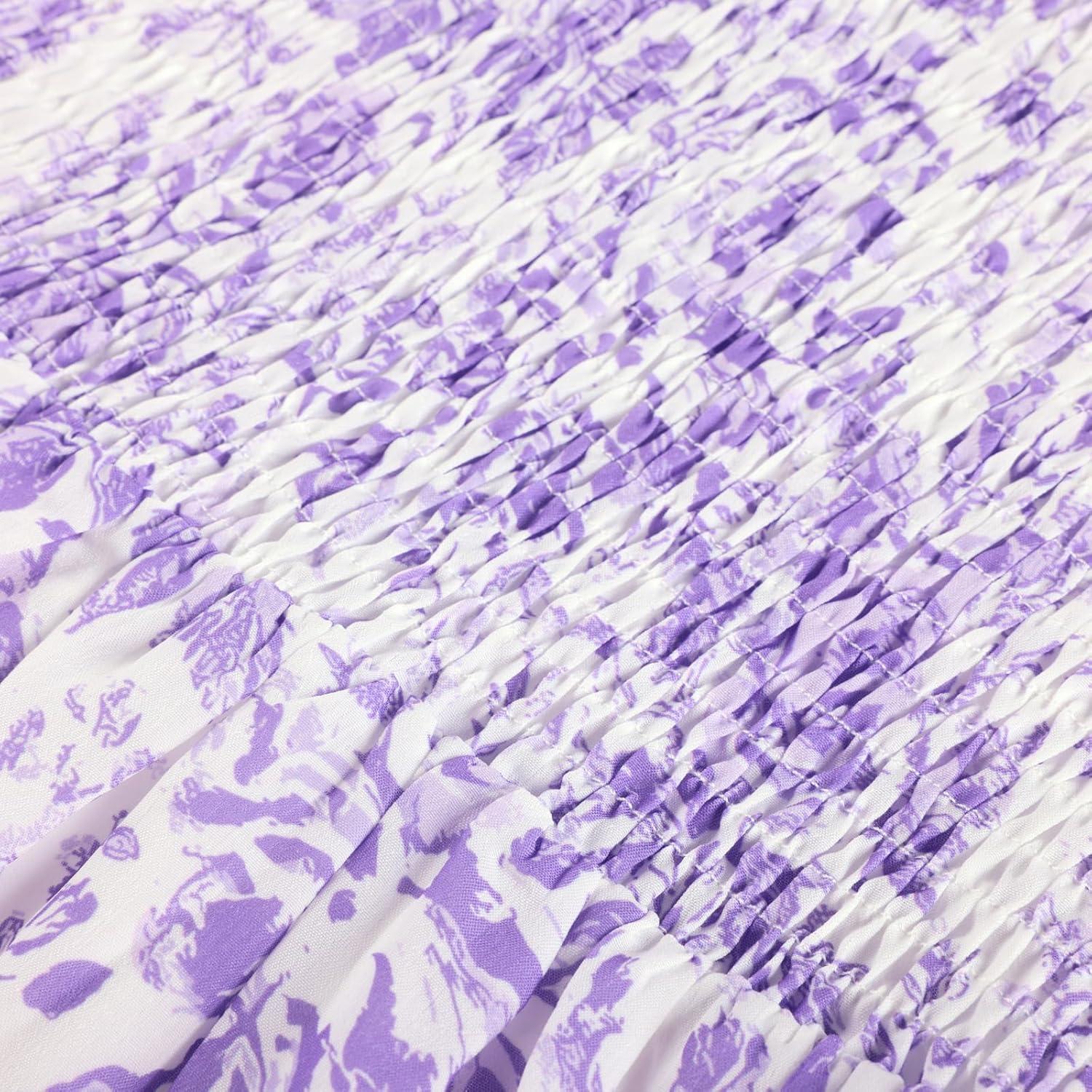 imageGRACE KARIN Girls Flutter Sleeve Floral Dresses Girl Long Midi Spring Dress Kids Smocked Flare Summer Dress 616YLavender Floral