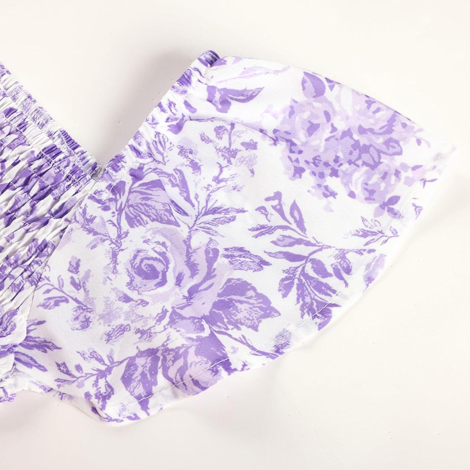 imageGRACE KARIN Girls Flutter Sleeve Floral Dresses Girl Long Midi Spring Dress Kids Smocked Flare Summer Dress 616YLavender Floral
