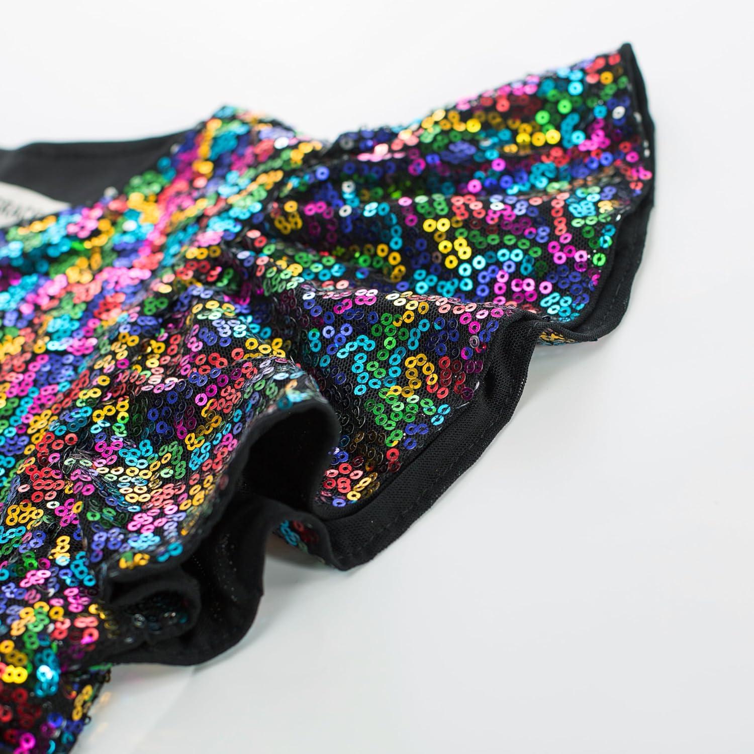 imageGRACE KARIN Girls Formal Party Dress Sequin Birthday Fancy Dresses Wedding Guest Dance Ruffle Dress Size 614Black Multicolor