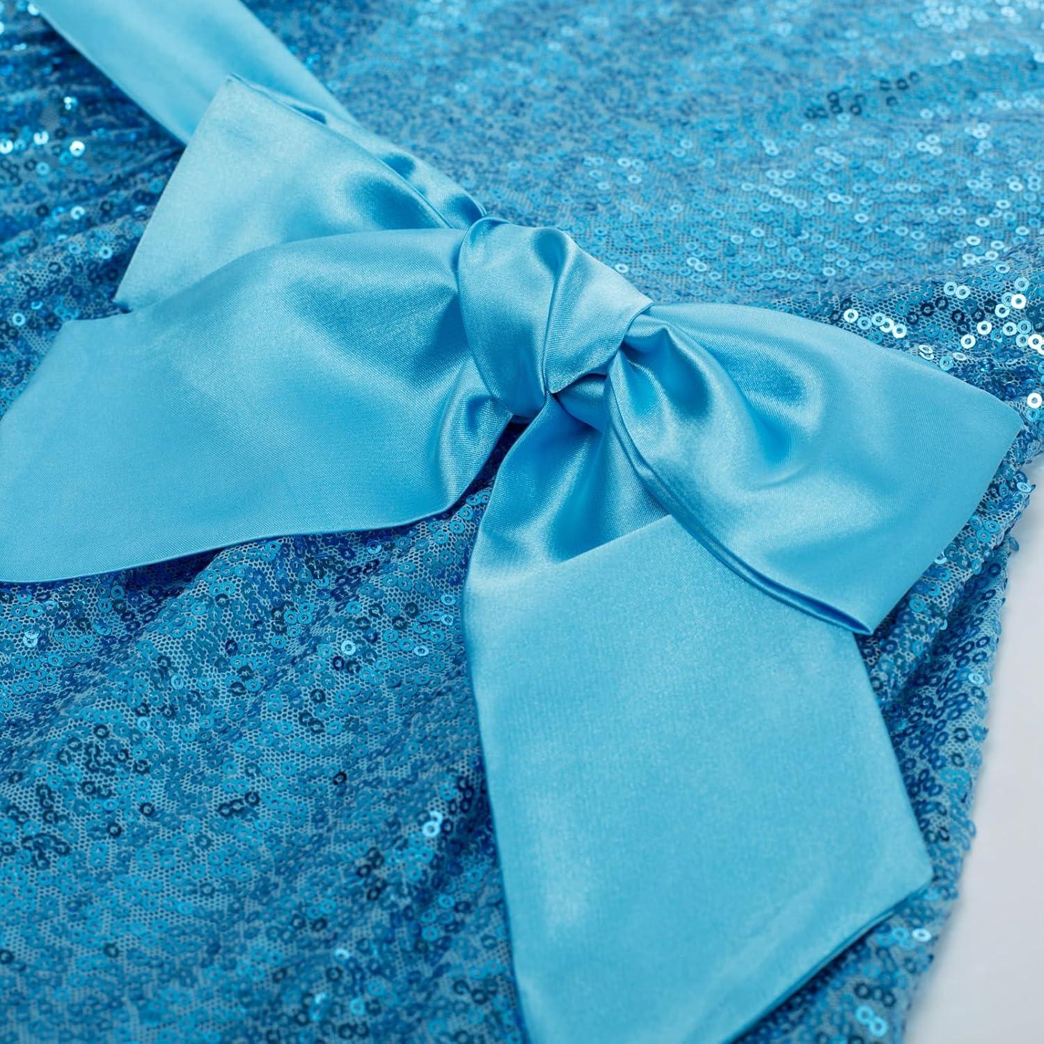 imageGRACE KARIN Girls Formal Party Dress Sequin Birthday Fancy Dresses Wedding Guest Dance Ruffle Dress Size 614Blue