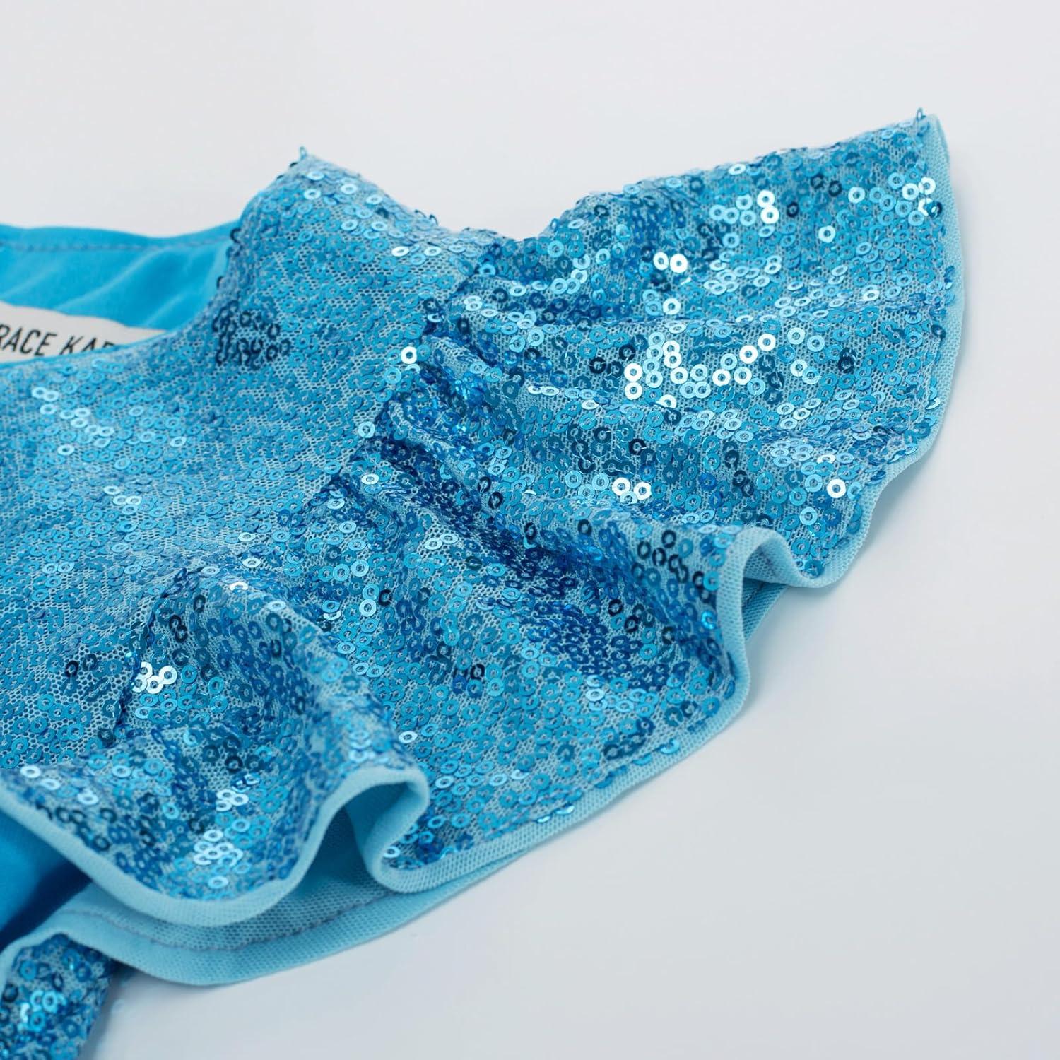 imageGRACE KARIN Girls Formal Party Dress Sequin Birthday Fancy Dresses Wedding Guest Dance Ruffle Dress Size 614Blue
