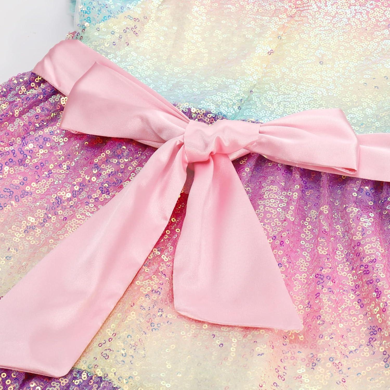 imageGRACE KARIN Girls Formal Party Dress Sequin Birthday Fancy Dresses Wedding Guest Dance Ruffle Dress Size 614Multicolor