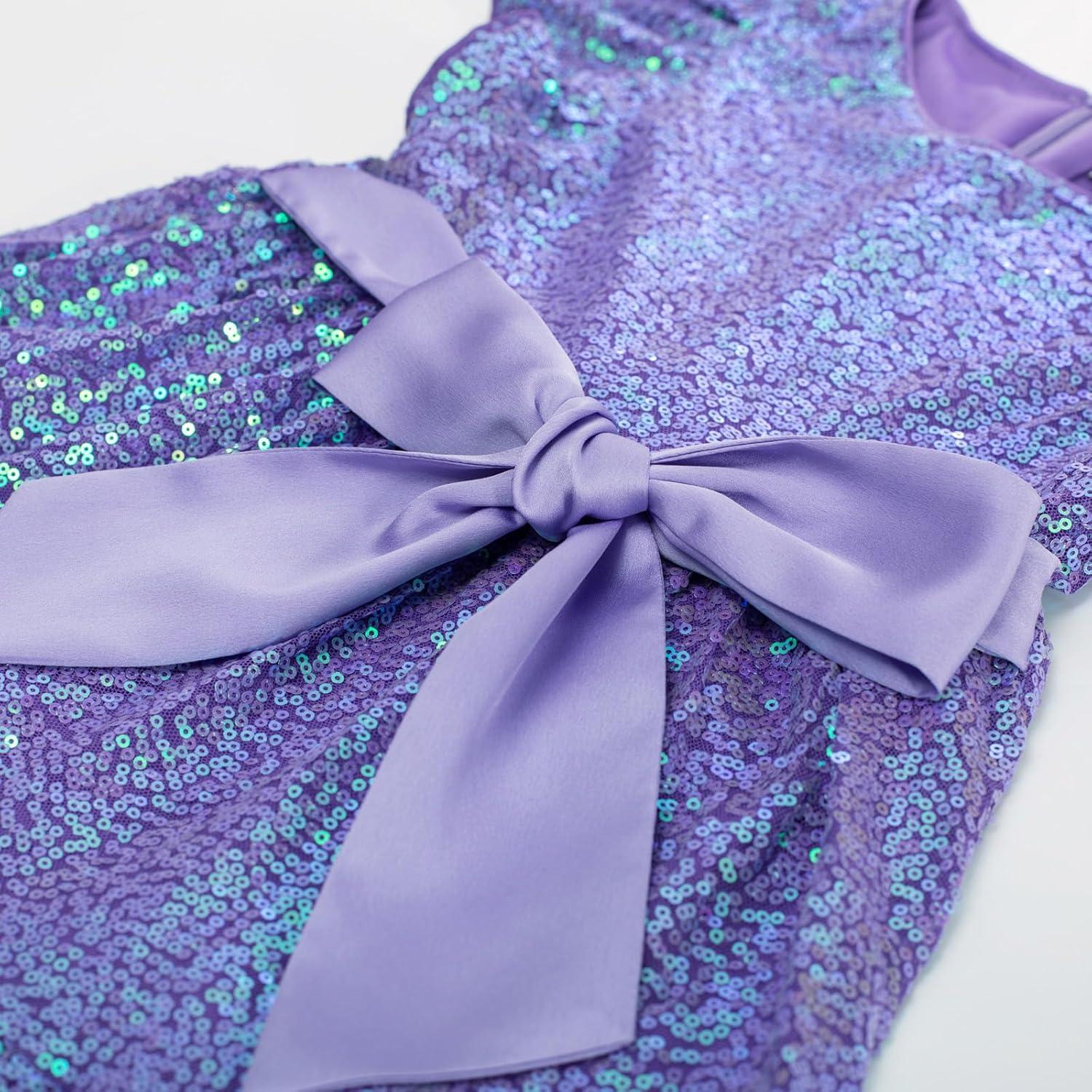 imageGRACE KARIN Girls Formal Party Dress Sequin Birthday Fancy Dresses Wedding Guest Dance Ruffle Dress Size 614Purple