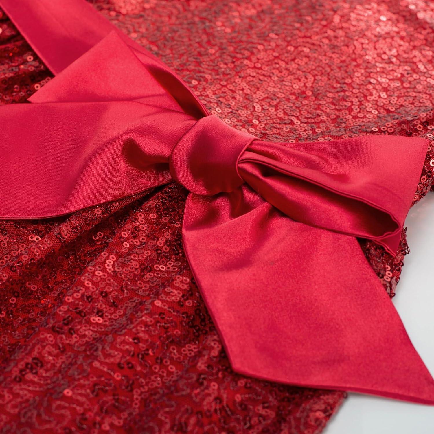 imageGRACE KARIN Girls Formal Party Dress Sequin Birthday Fancy Dresses Wedding Guest Dance Ruffle Dress Size 614Red