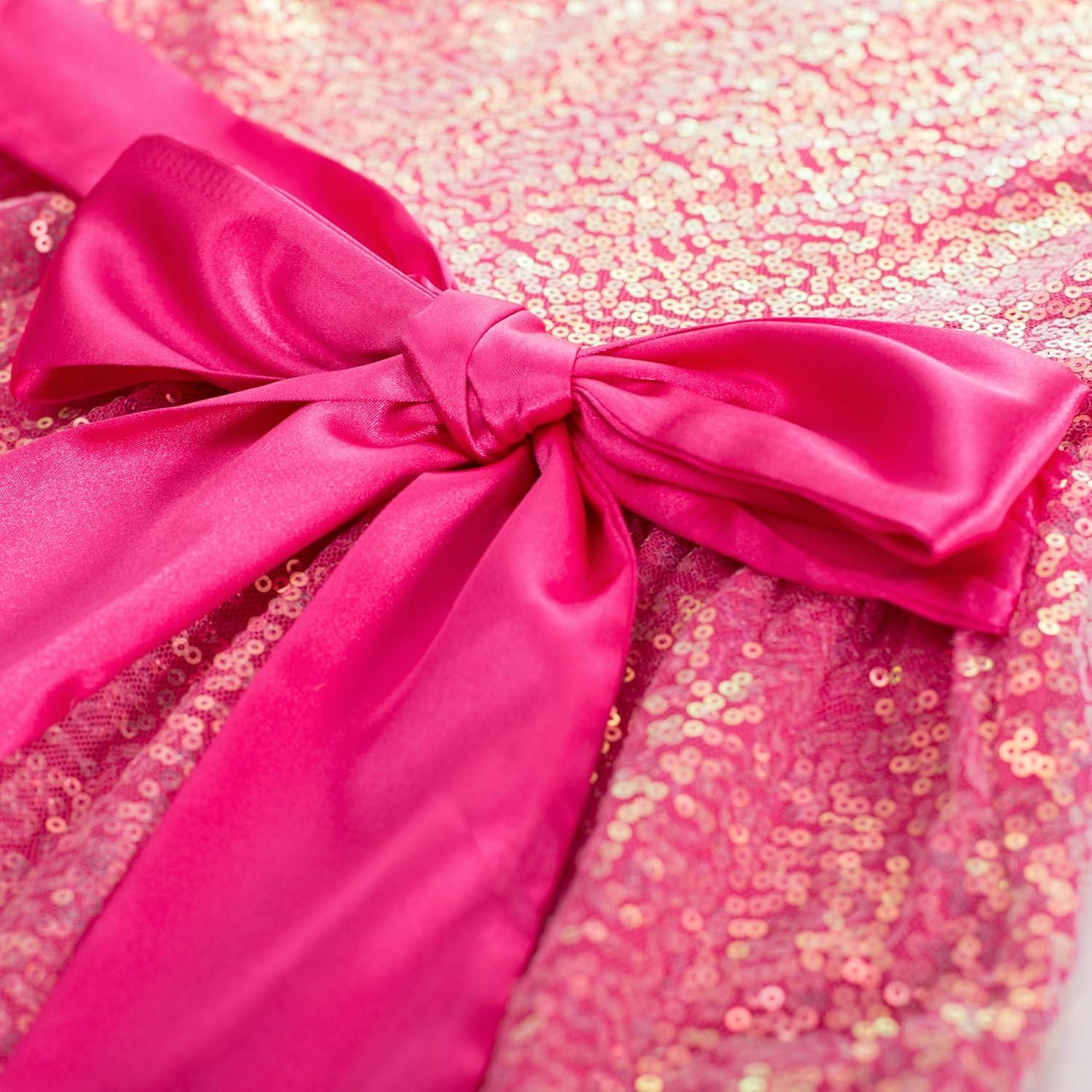 imageGRACE KARIN Girls Formal Party Dress Sequin Birthday Fancy Dresses Wedding Guest Dance Ruffle Dress Size 614Rose Red