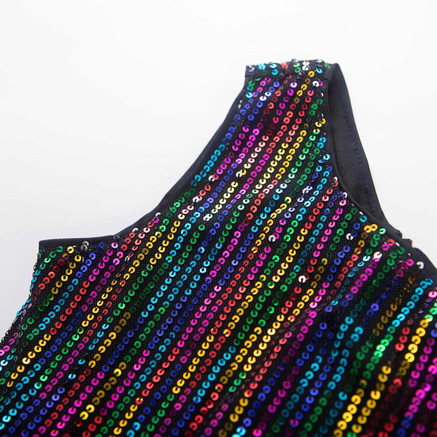 imageGRACE KARIN Girls Sequin Formal Dress Sequin Pageant Wedding Guest Dresses Birthday Fancy One Shoulder Dress Size 614Colorful Black