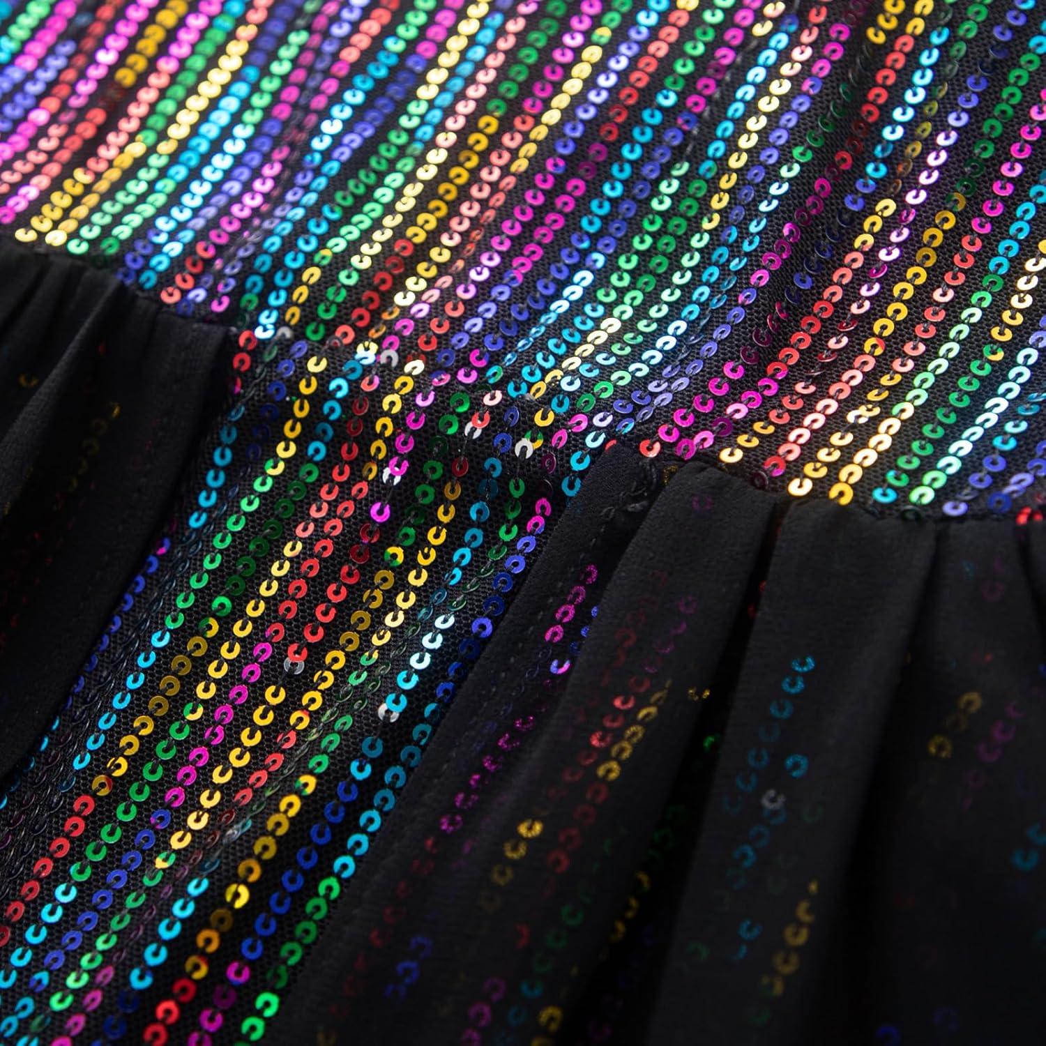 imageGRACE KARIN Girls Sequin Formal Dress Sequin Pageant Wedding Guest Dresses Birthday Fancy One Shoulder Dress Size 614Colorful Black