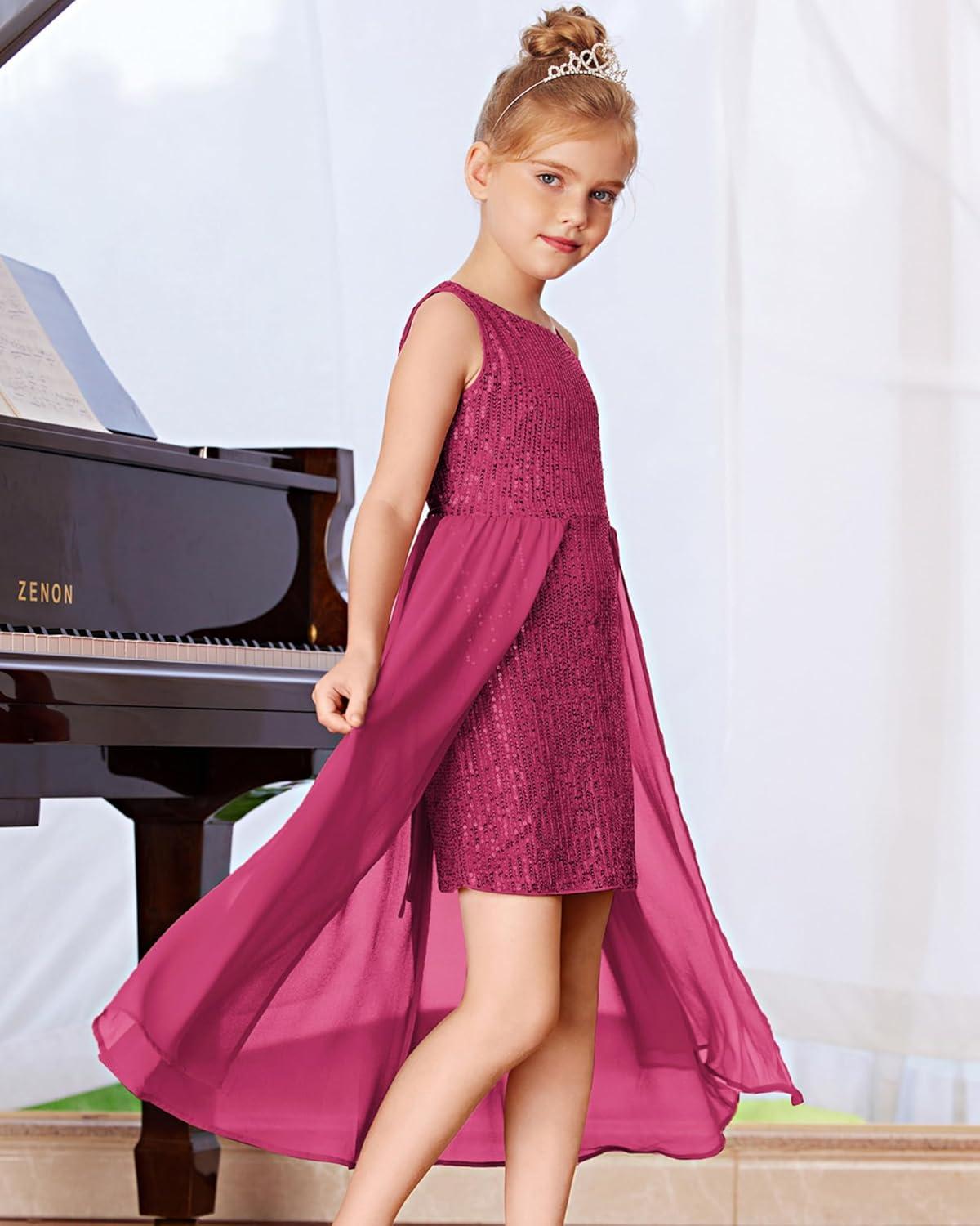 imageGRACE KARIN Girls Sequin Formal Dress Sequin Pageant Wedding Guest Dresses Birthday Fancy One Shoulder Dress Size 614Hot Pink