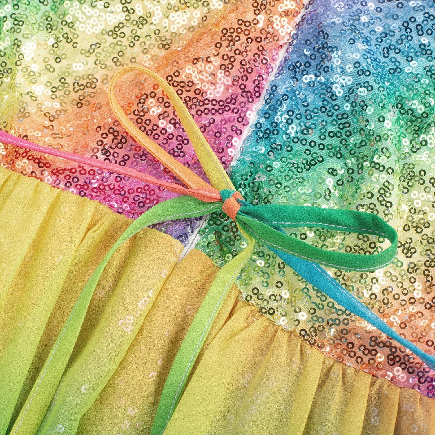 imageGRACE KARIN Girls Sequin Formal Dress Sequin Pageant Wedding Guest Dresses Birthday Fancy One Shoulder Dress Size 614Multicolor Rainbow