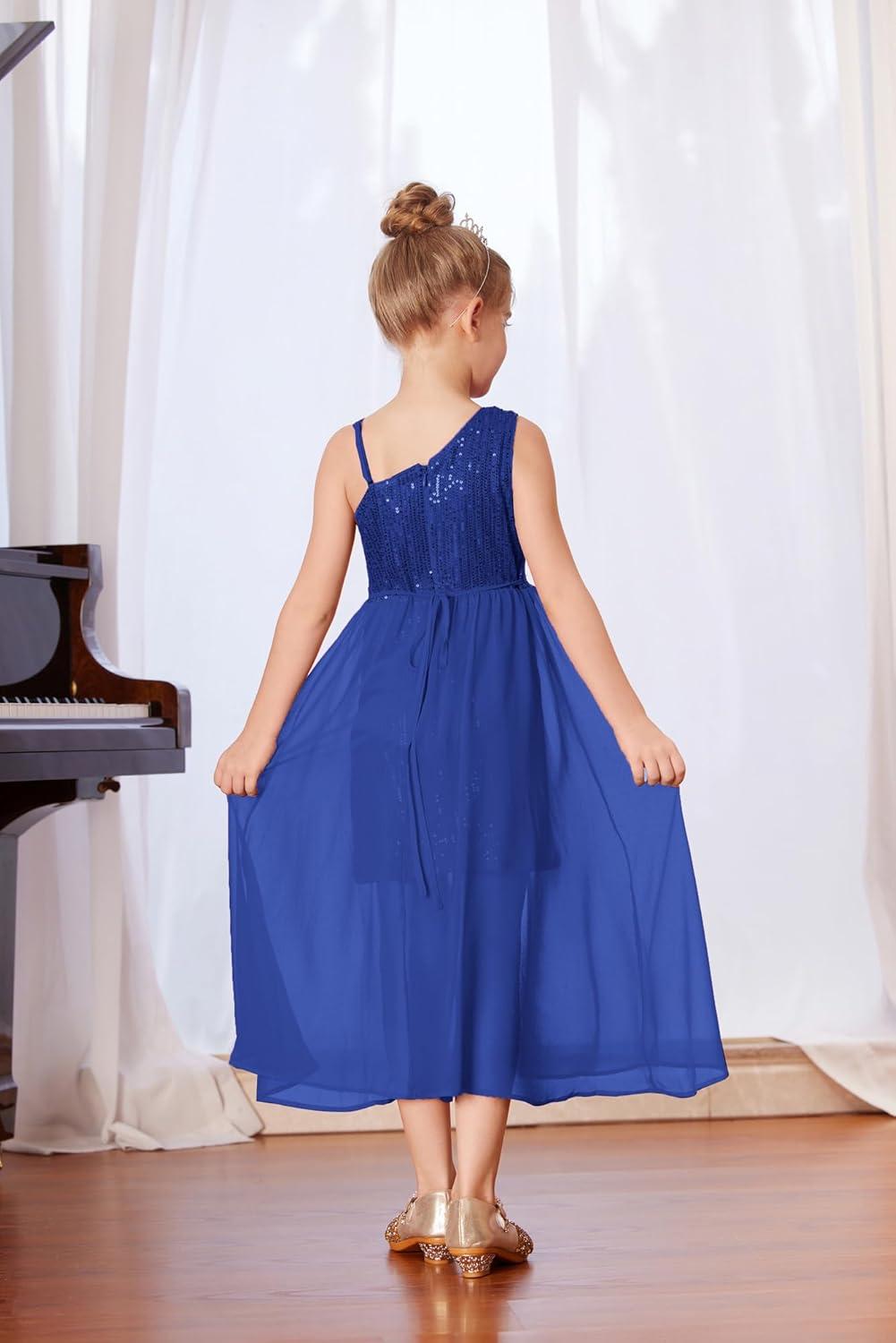 imageGRACE KARIN Girls Sequin Formal Dress Sequin Pageant Wedding Guest Dresses Birthday Fancy One Shoulder Dress Size 614Royal Blue
