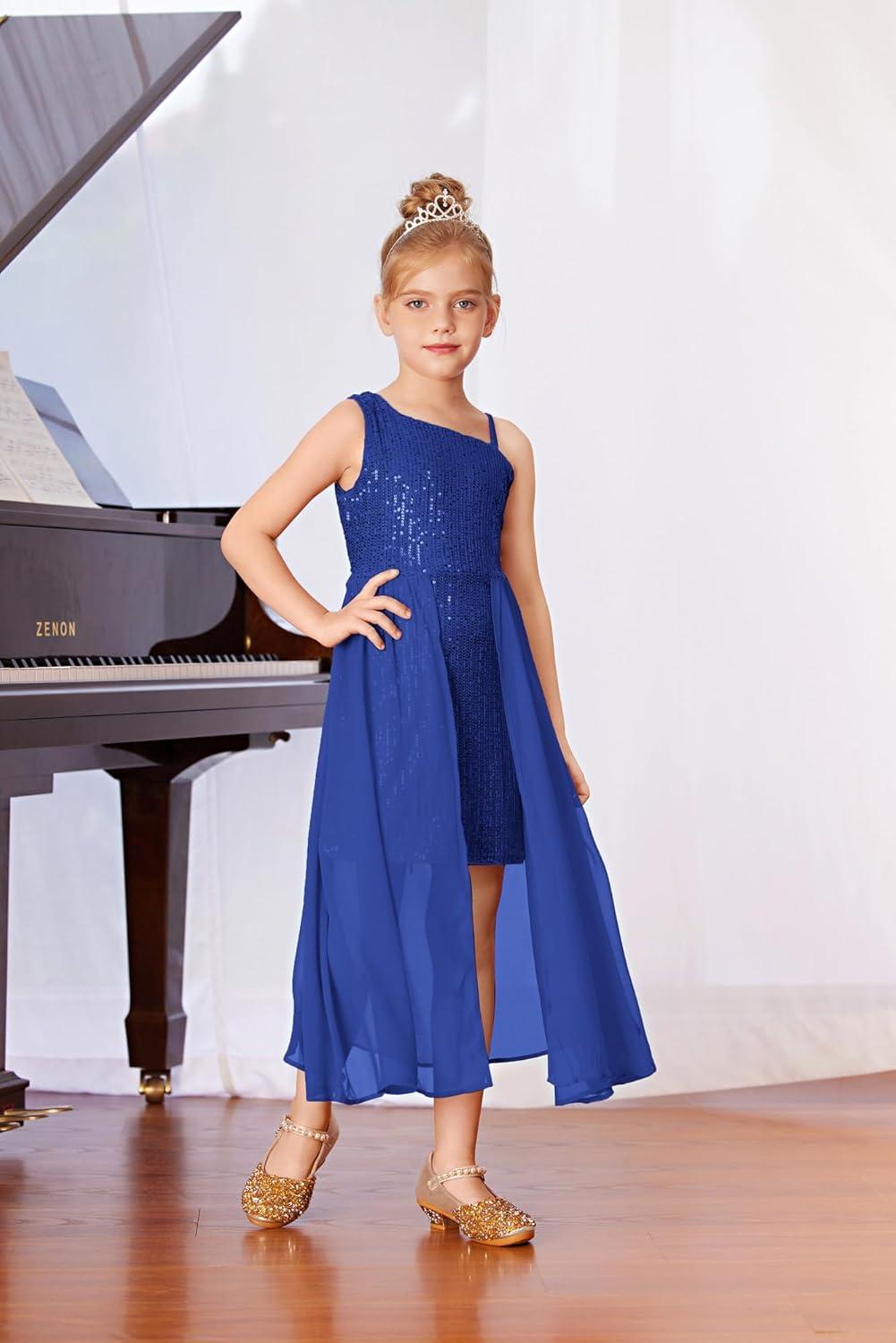 imageGRACE KARIN Girls Sequin Formal Dress Sequin Pageant Wedding Guest Dresses Birthday Fancy One Shoulder Dress Size 614Royal Blue