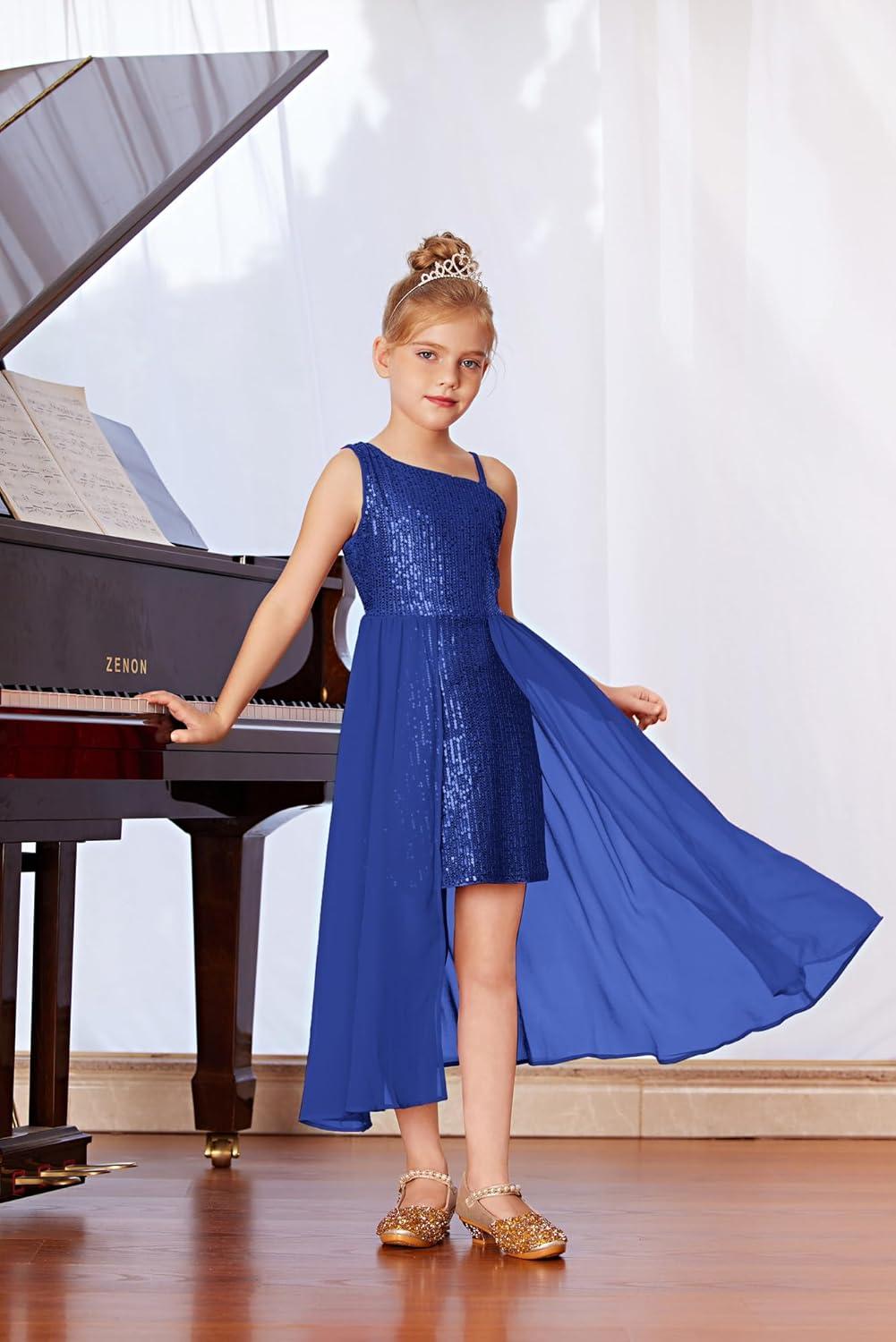 imageGRACE KARIN Girls Sequin Formal Dress Sequin Pageant Wedding Guest Dresses Birthday Fancy One Shoulder Dress Size 614Royal Blue