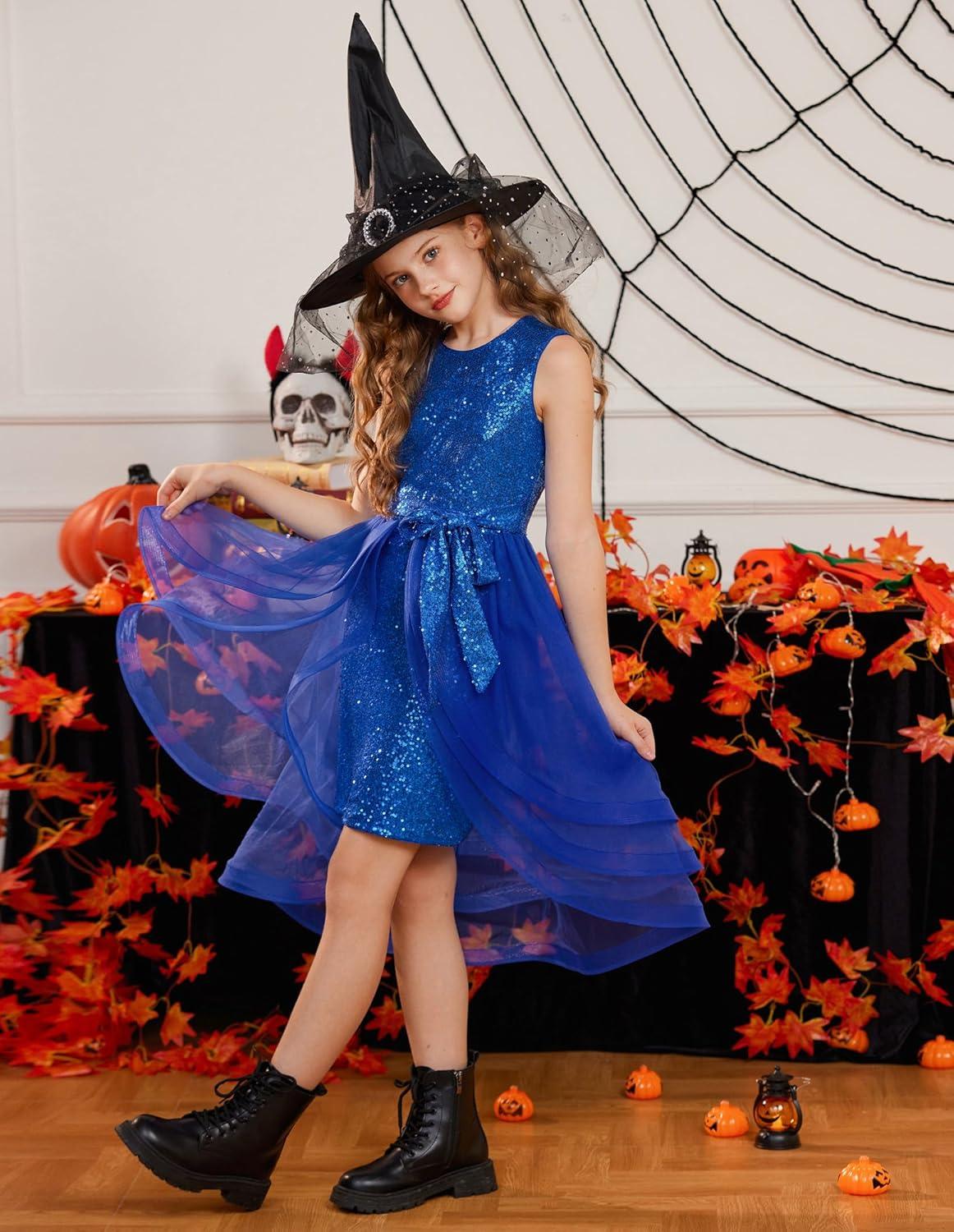 imageGRACE KARIN Girls Sequin Party Dress Sparkle Formal Birthday Pageant Prom ThreeLayer Tulle Midi Dress Size 512YRoyal Blue