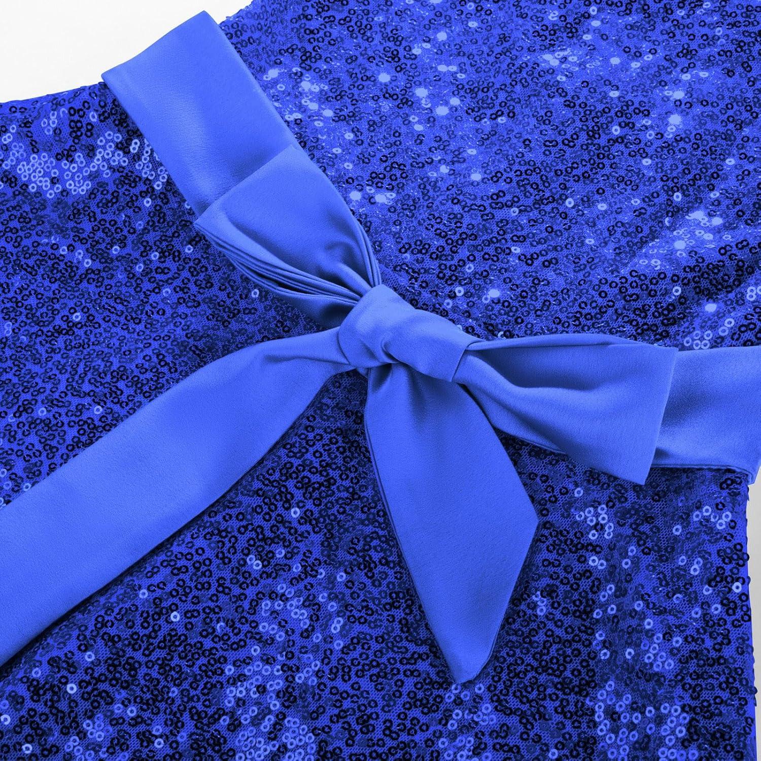 imageGRACE KARIN Girls Sequin Sparkly Dress Kids Party Birthday Fancy Formal Cocktail Pageant Christmas Dresses Size 614YBlue