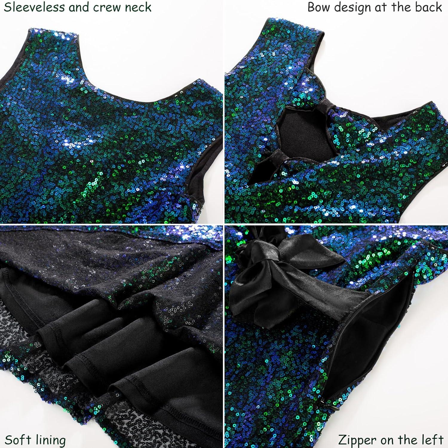 imageGRACE KARIN Girls Sequin Sparkly Dress Kids Party Birthday Fancy Formal Cocktail Pageant Christmas Dresses Size 614YGreen
