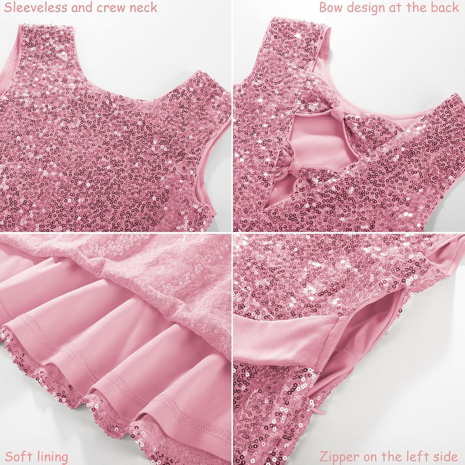 imageGRACE KARIN Girls Sequin Sparkly Dress Kids Party Birthday Fancy Formal Cocktail Pageant Christmas Dresses Size 614YLight Pink