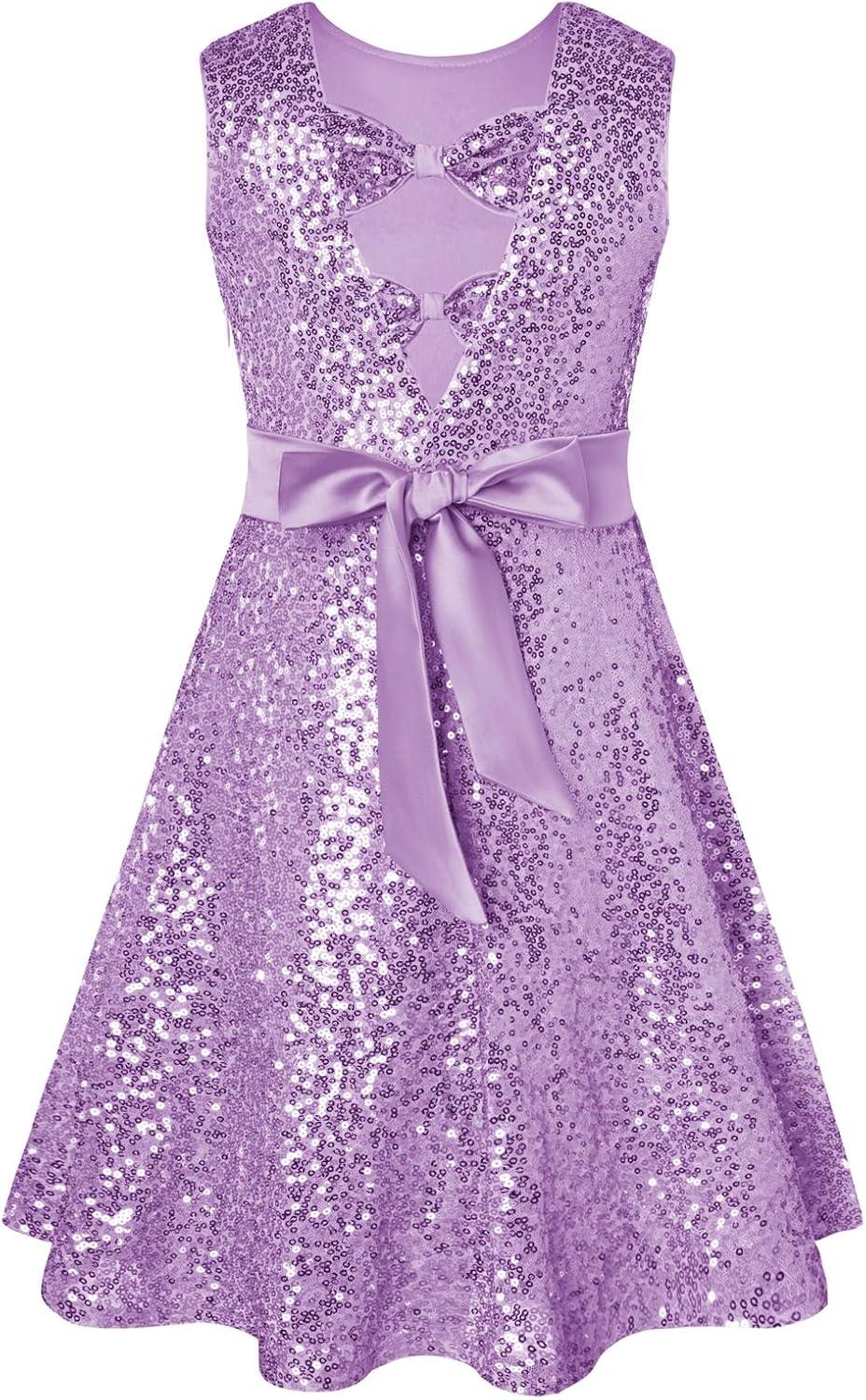 imageGRACE KARIN Girls Sequin Sparkly Dress Kids Party Birthday Fancy Formal Cocktail Pageant Christmas Dresses Size 614YPurple