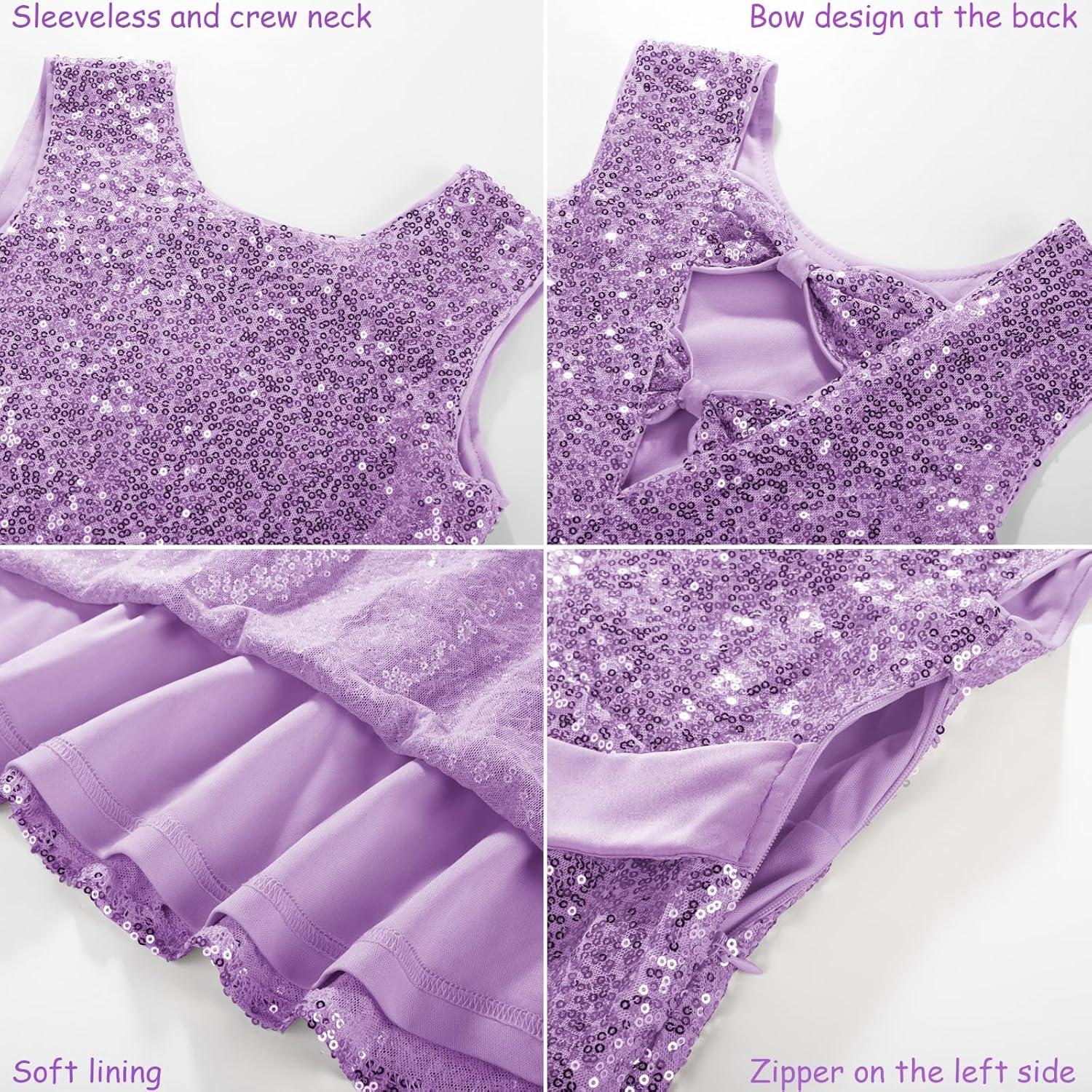 imageGRACE KARIN Girls Sequin Sparkly Dress Kids Party Birthday Fancy Formal Cocktail Pageant Christmas Dresses Size 614YPurple