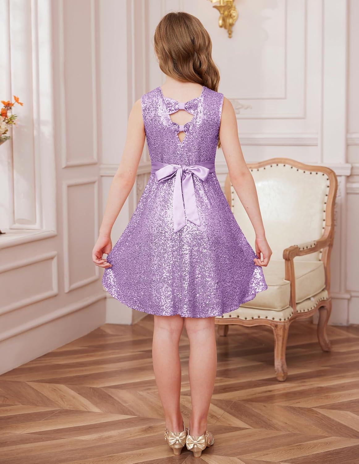 imageGRACE KARIN Girls Sequin Sparkly Dress Kids Party Birthday Fancy Formal Cocktail Pageant Christmas Dresses Size 614YPurple